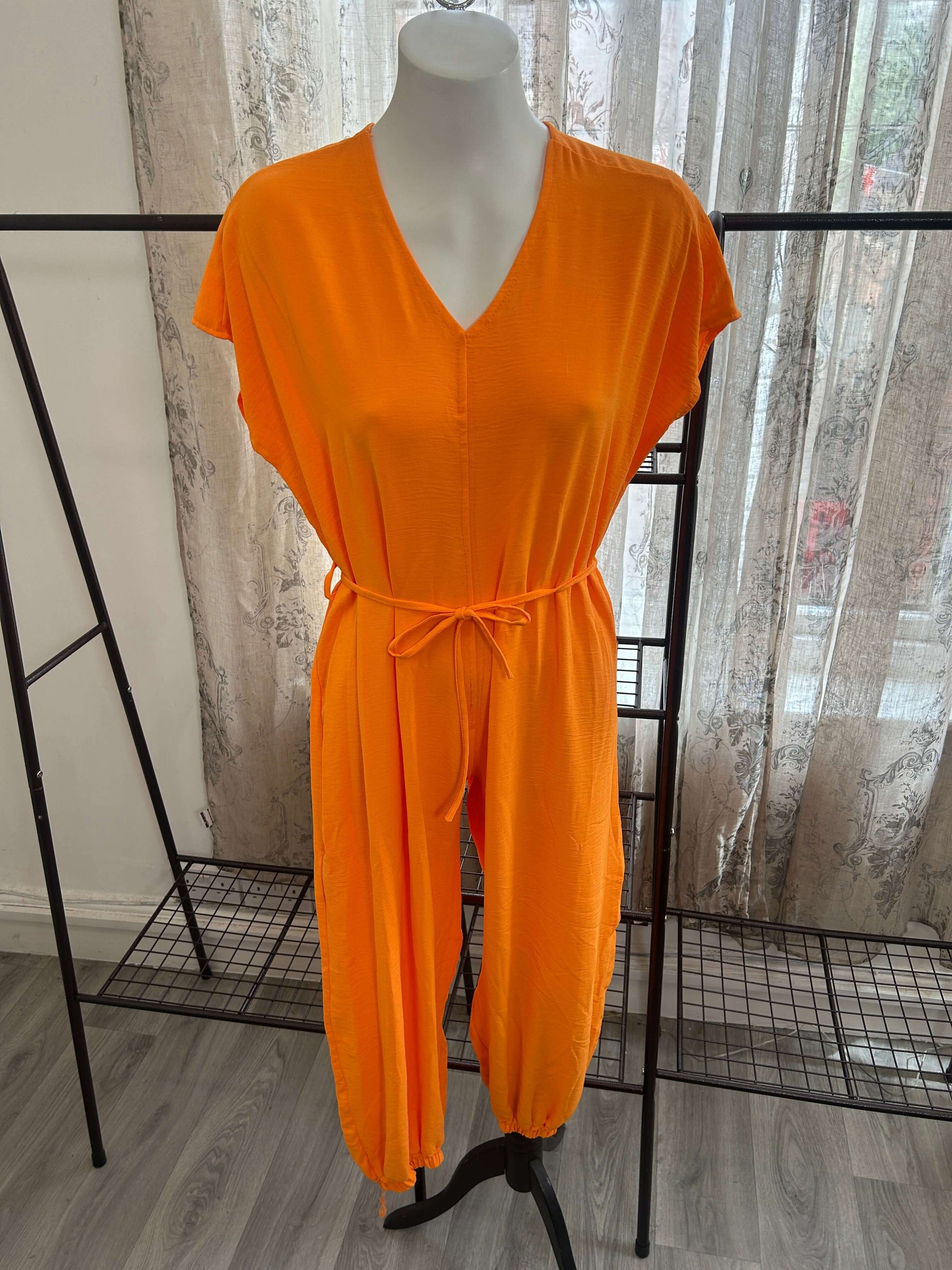 Charmaine Parachute V Neck Tie Waist Jumpsuit
