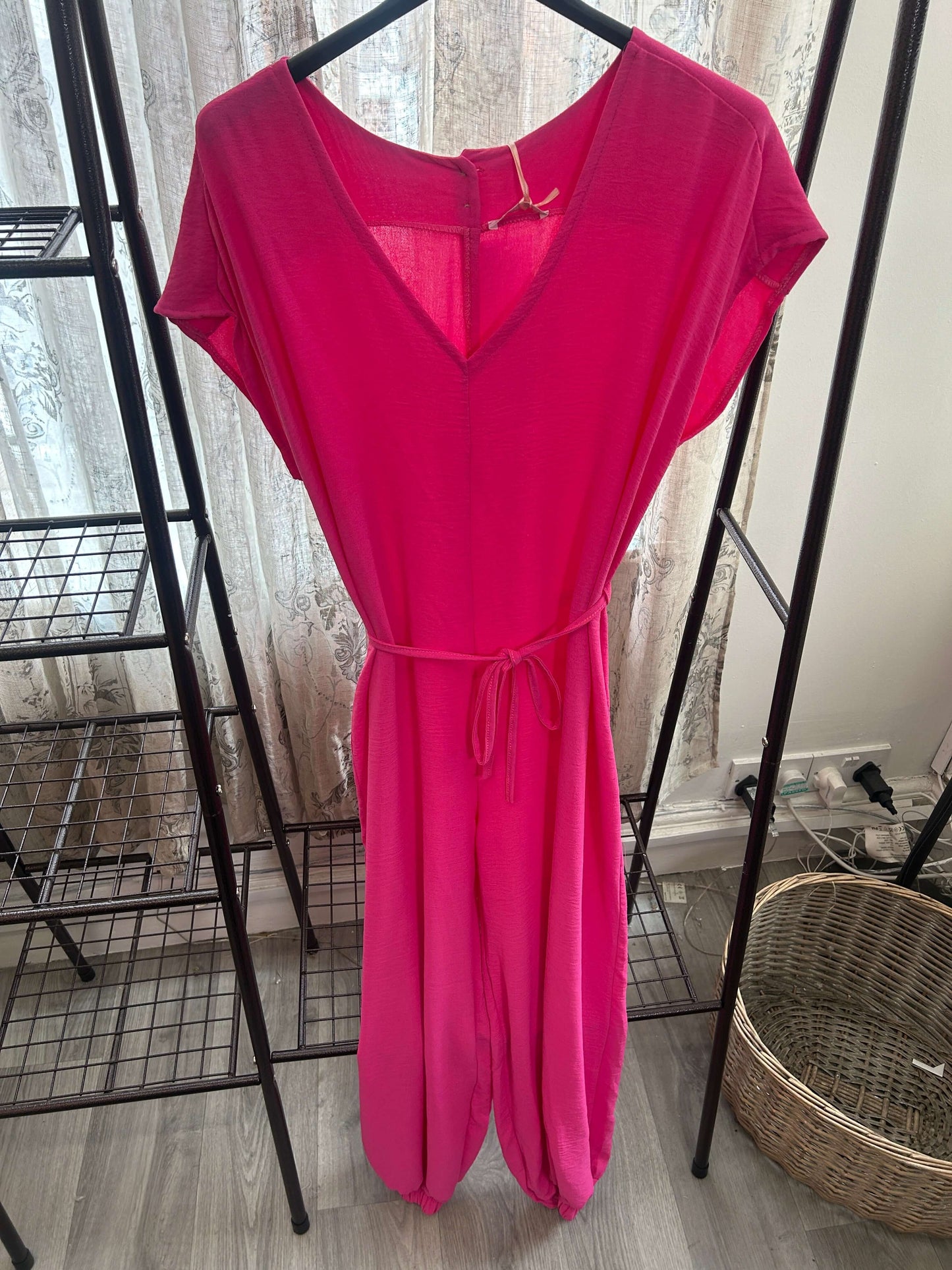 Charmaine Parachute V Neck Tie Waist Jumpsuit