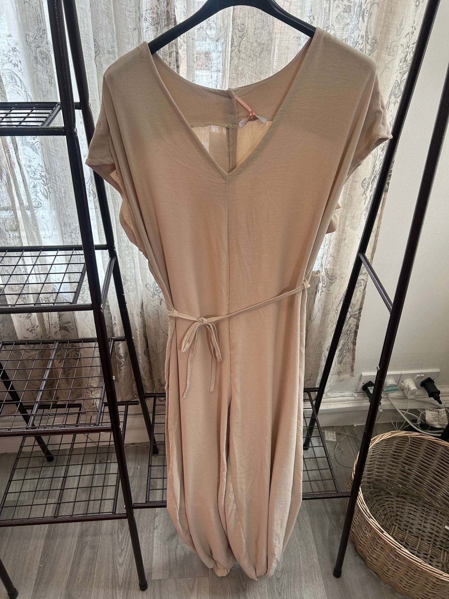 Charmaine Parachute V Neck Tie Waist Jumpsuit