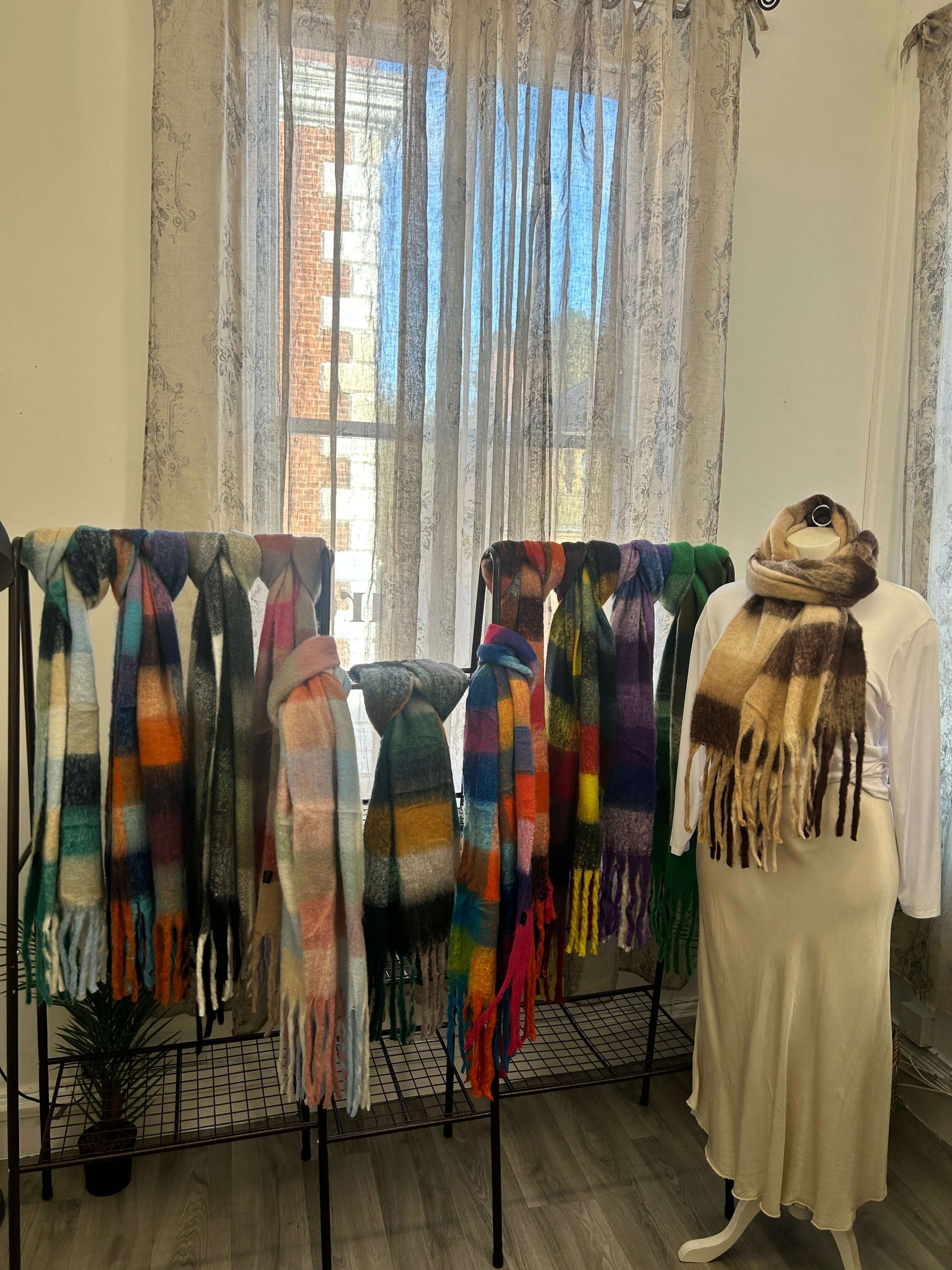 Multicoloured Wool Blend Blanket Scarves