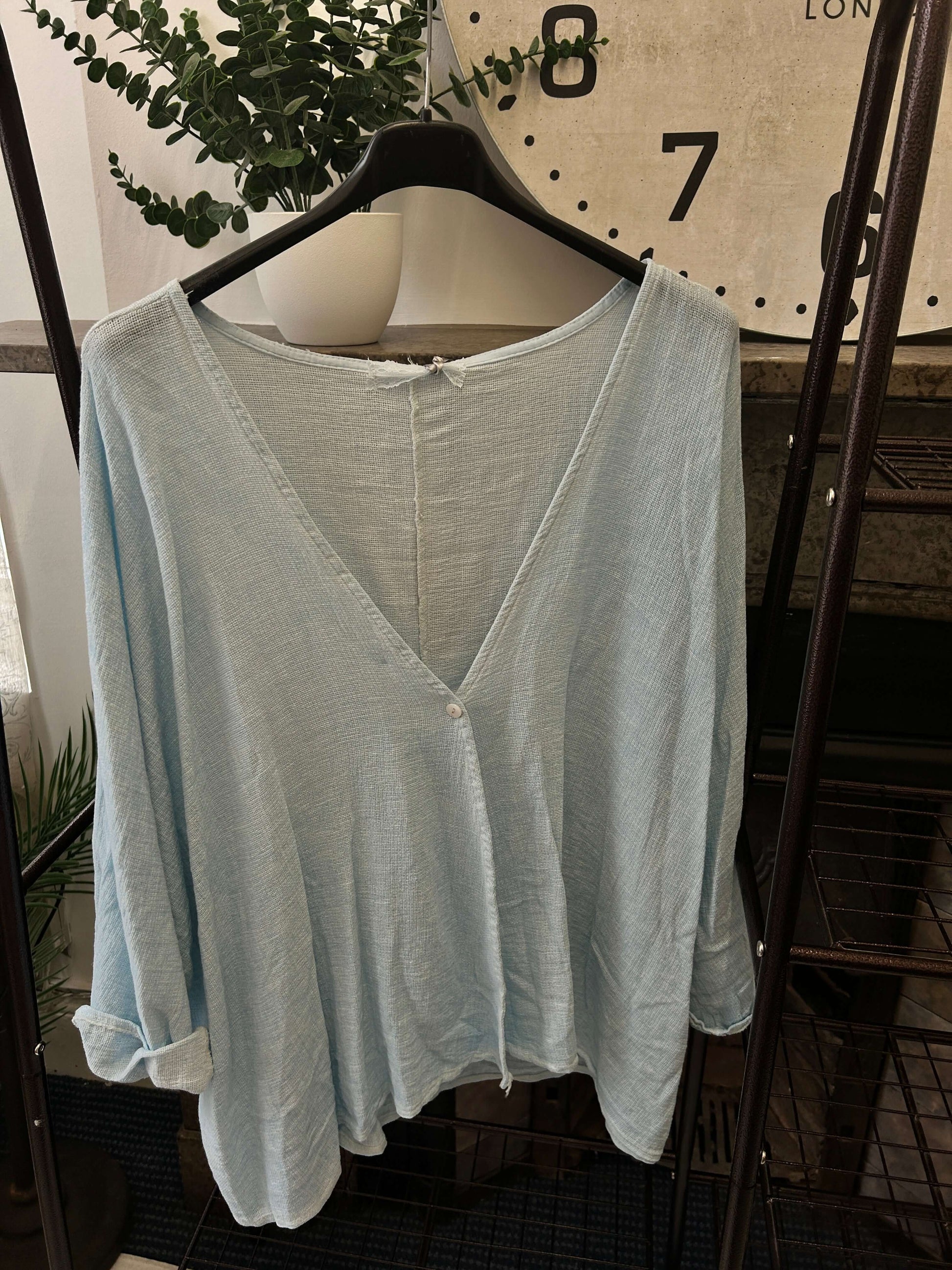 Trisha One Button Linen Top