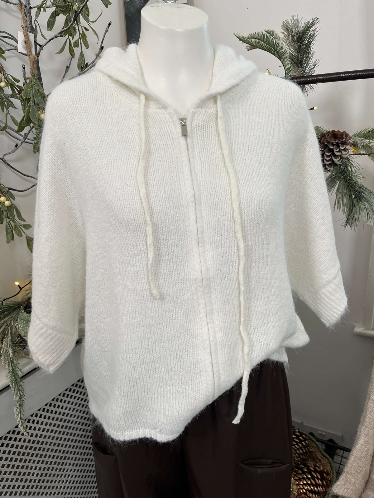 Fleur Zip through Mohair Hoodie