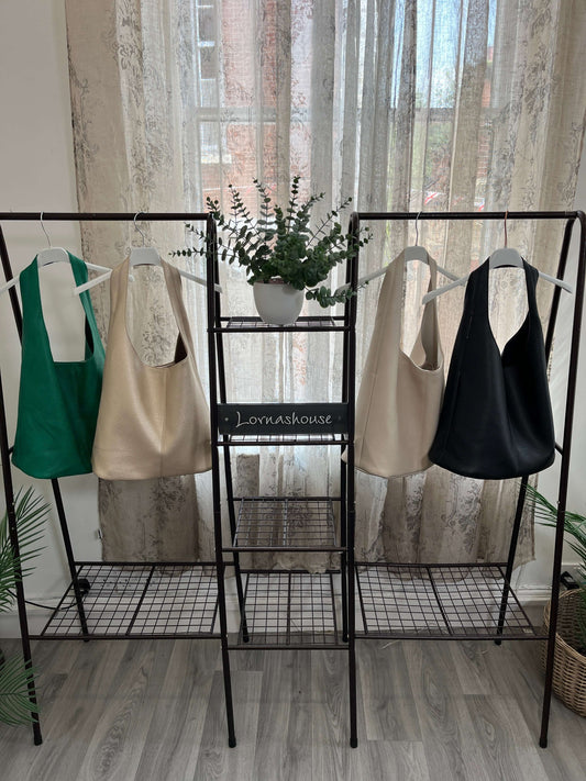 Soft Faux Leather Shoulder Bag with Matching Clutch Bag