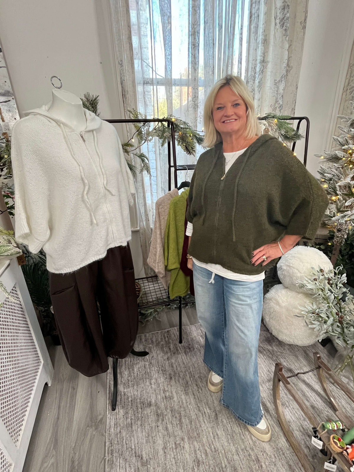 Fleur Zip through Mohair Hoodie