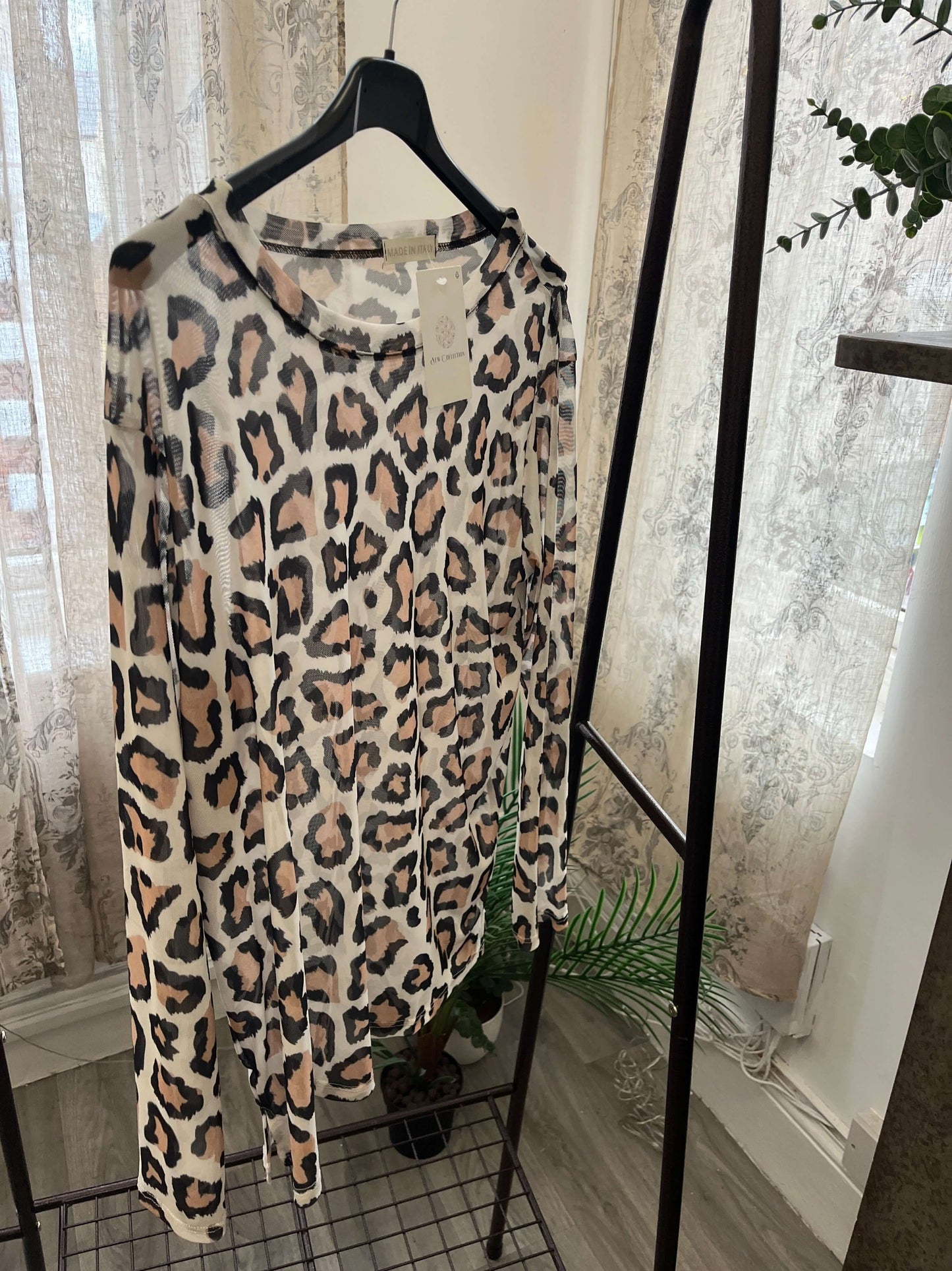 Orla Mesh Layering Top in Leopard