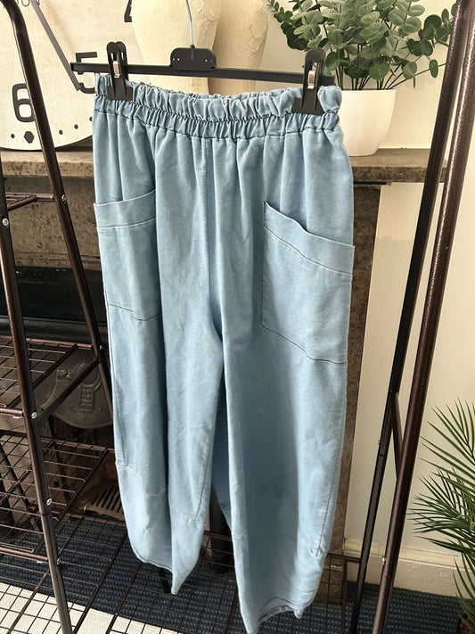 Denim Cropped Elasticated Waist Trouser