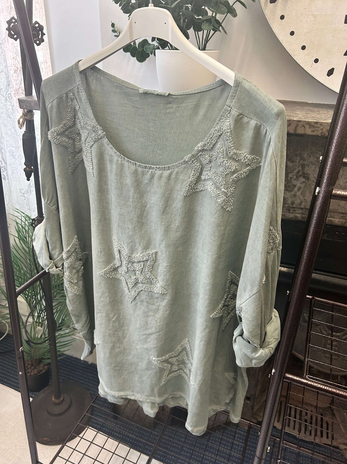 Trisha Star Print Slouchy Top