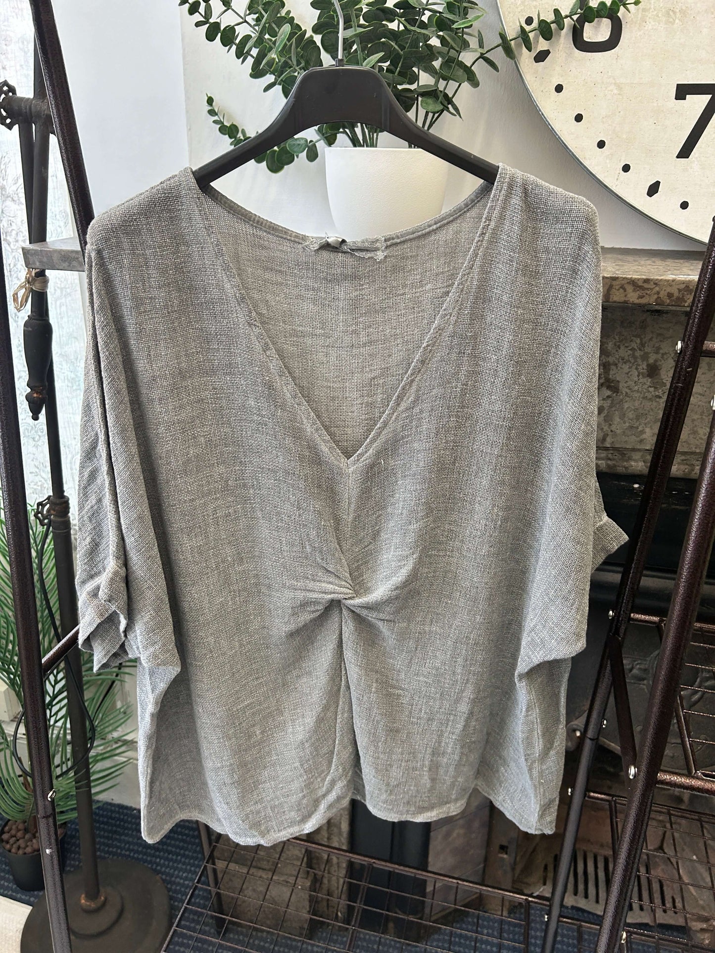 Clara Knot Front Hessian Top