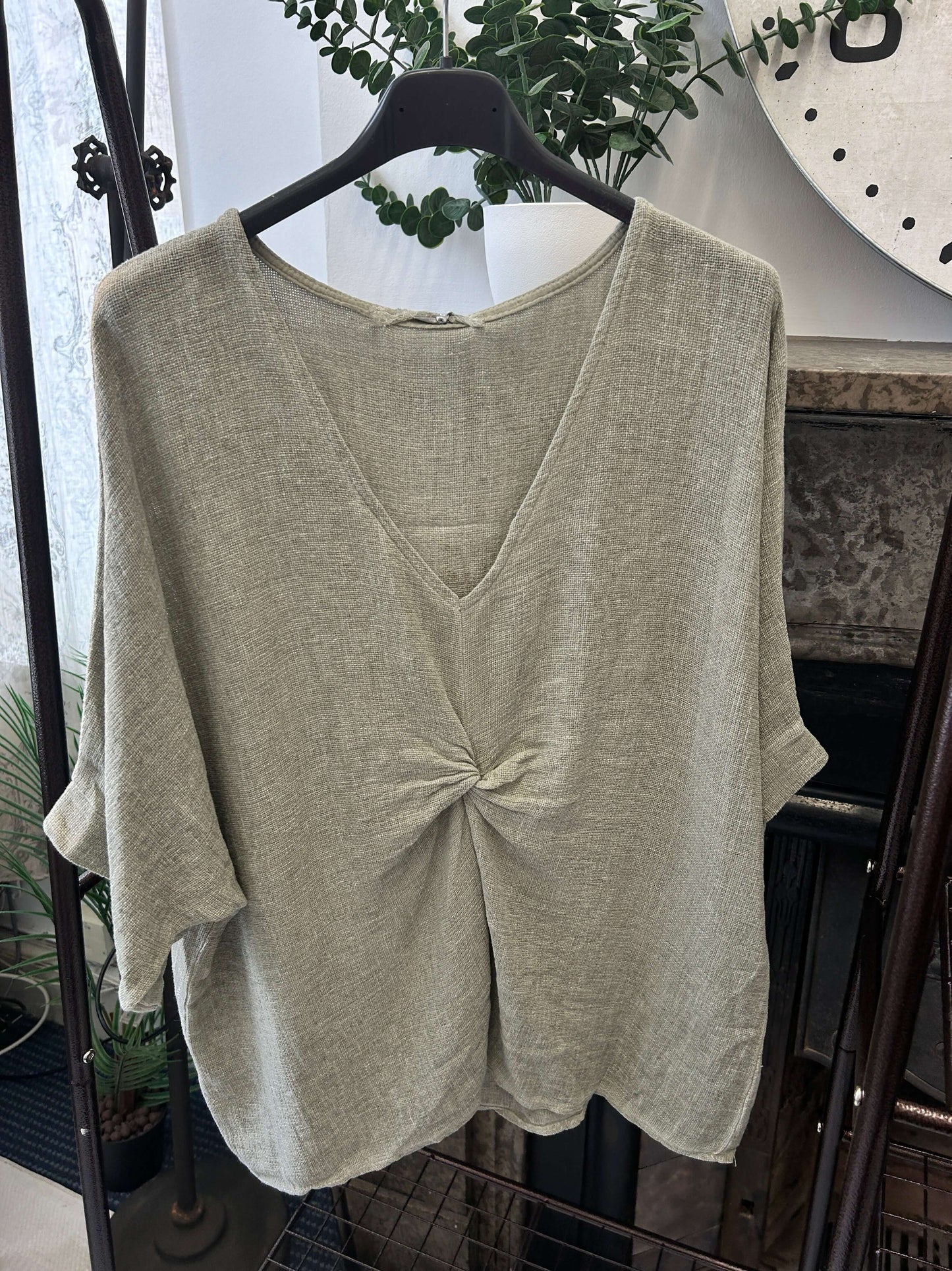 Clara Knot Front Hessian Top