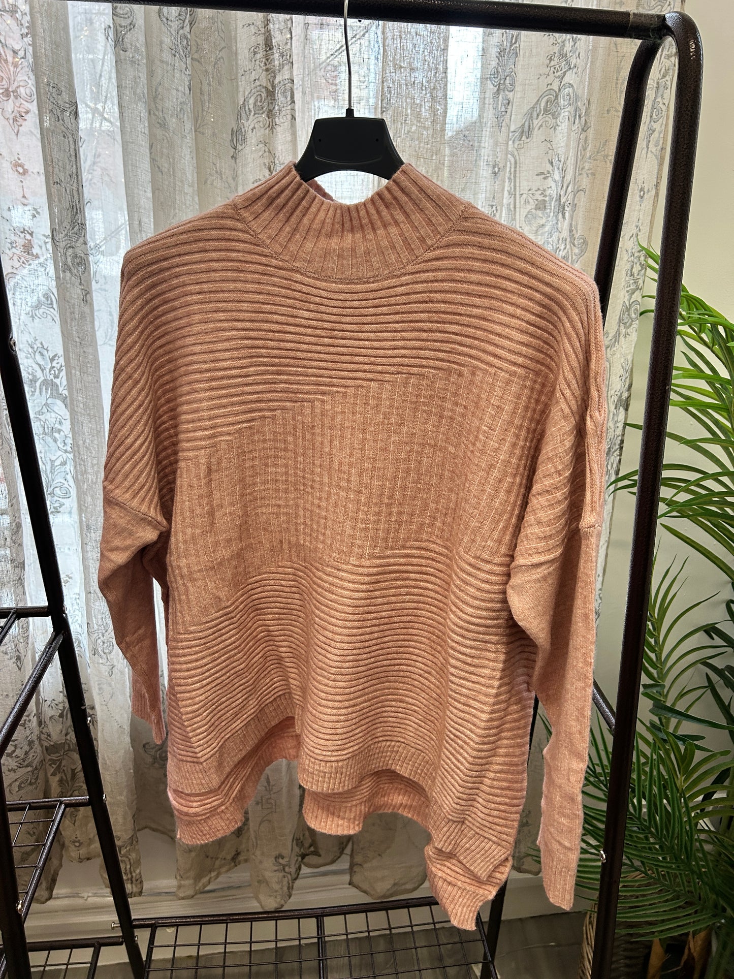 Sarah Cross Stripes Boxy High Neck Jumper