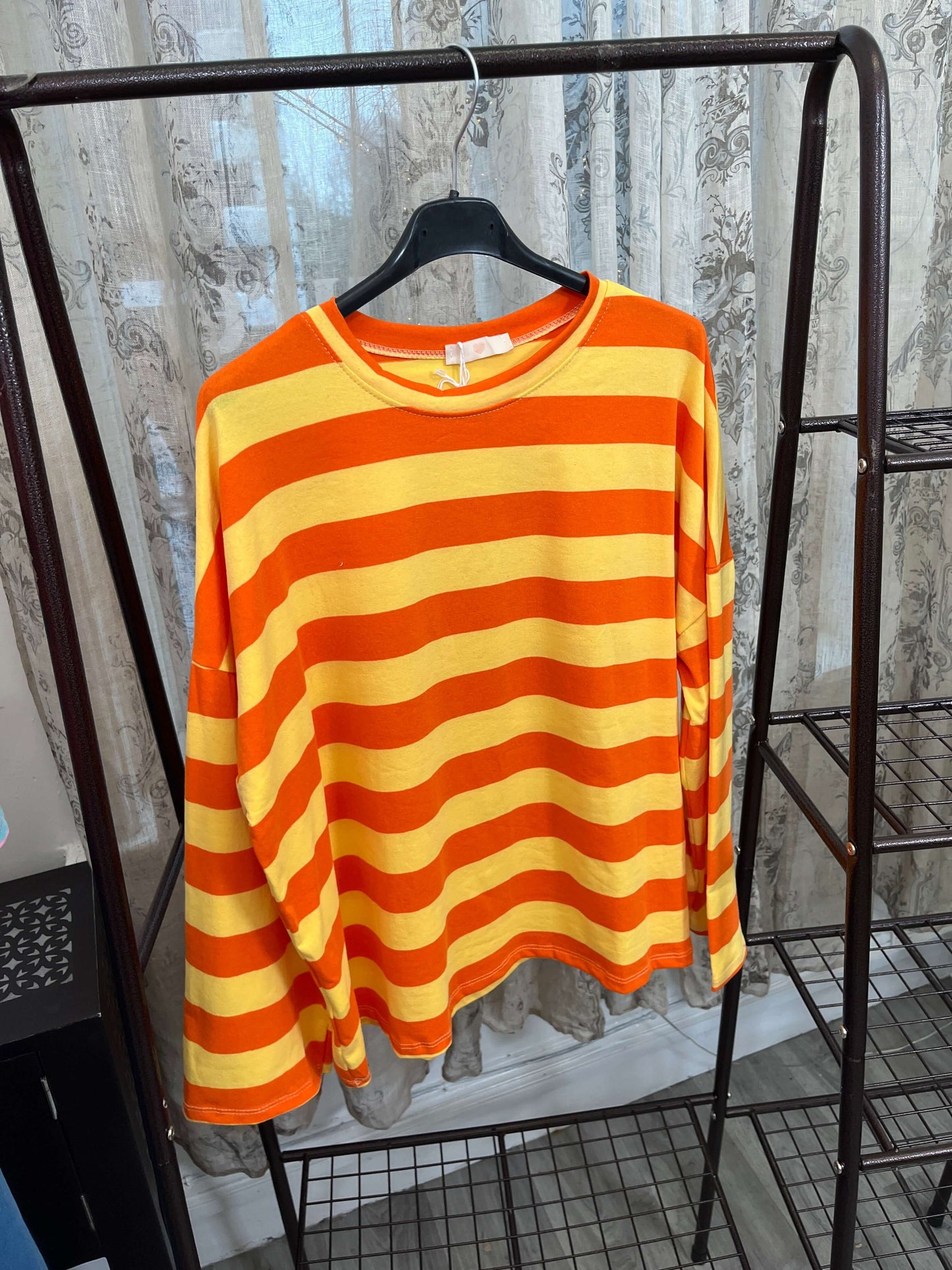Ladies round neck bold stripe lightweight Sweatshirt