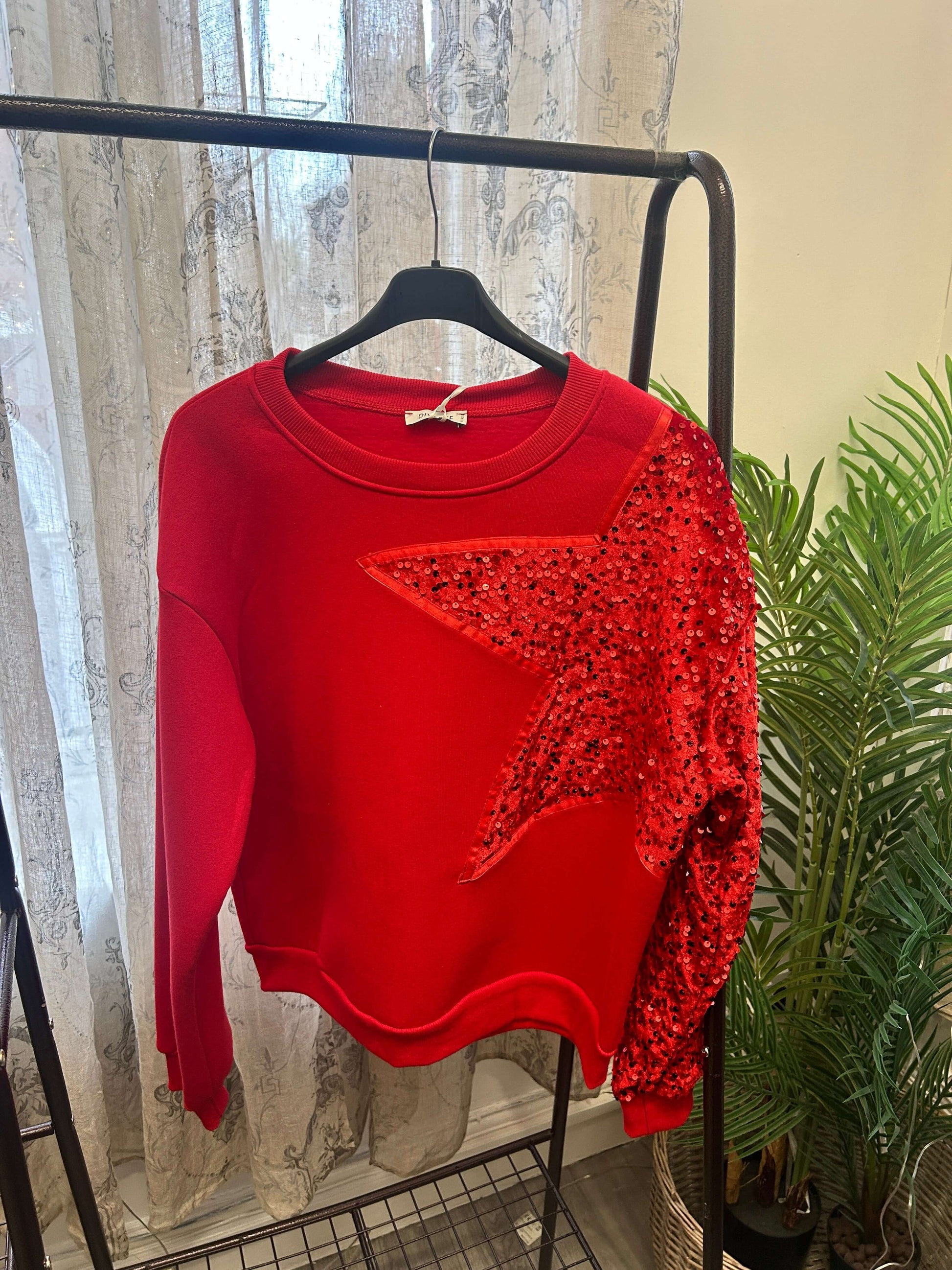 Sequin Star Detail Boxy Sweatshirt