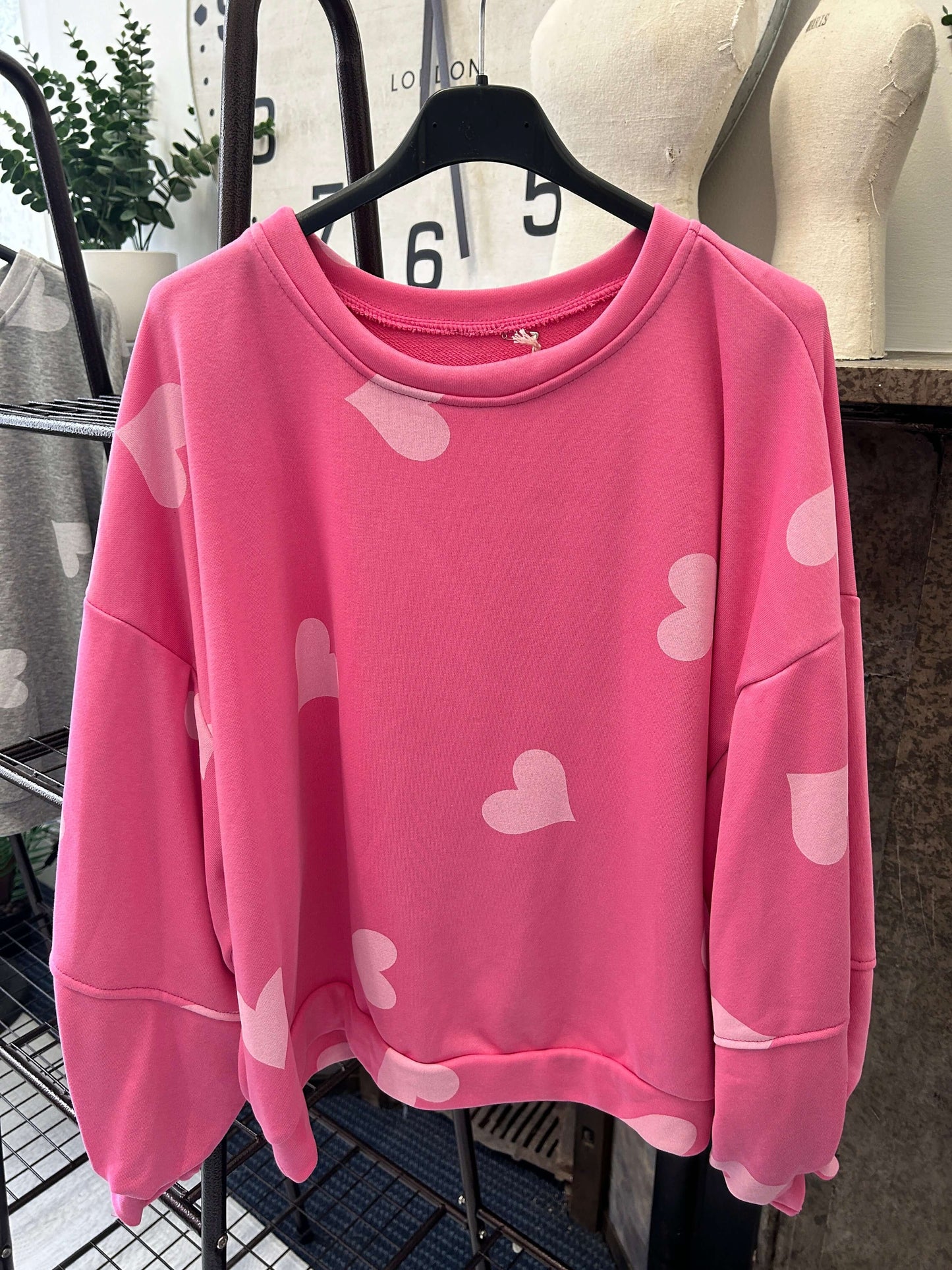 Heart Puff Sleeve Sweatshirt