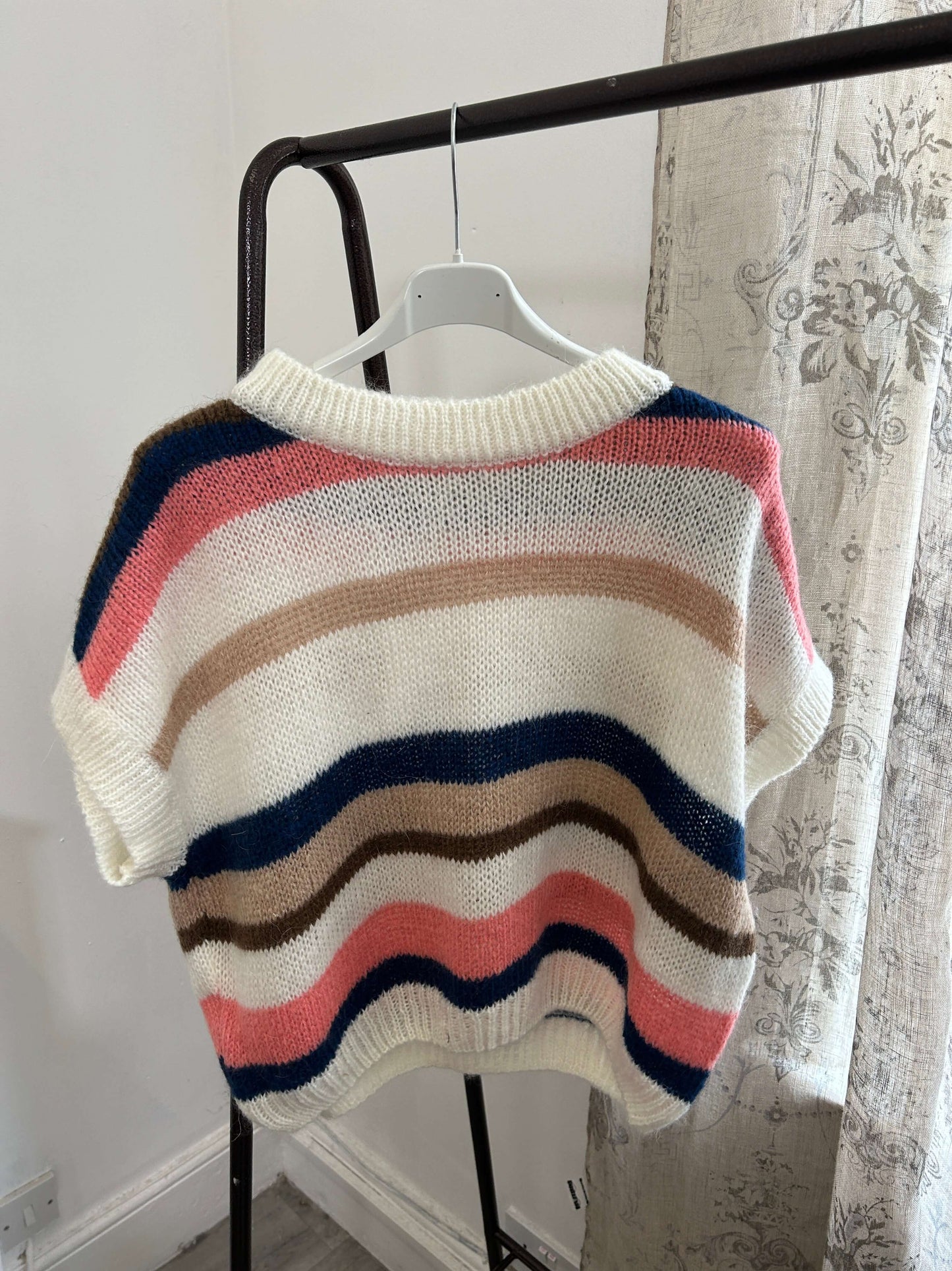 Stripe Mohair Cap Sleeve Jumper