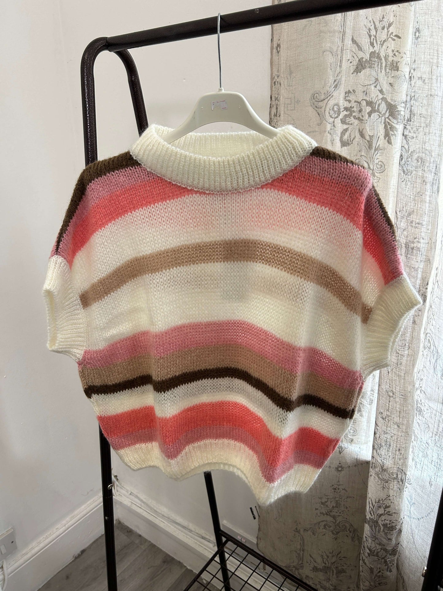 Stripe Mohair Cap Sleeve Jumper