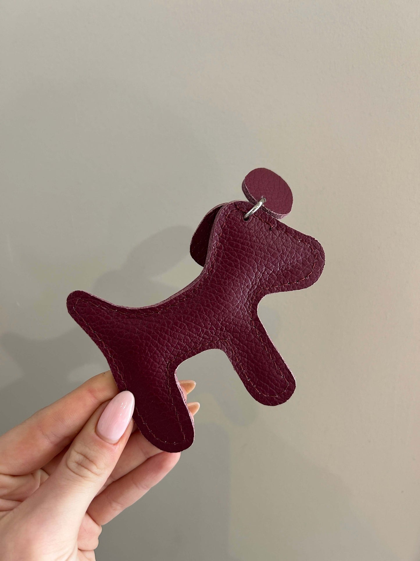 Leather Dog Keyring Bag Charm