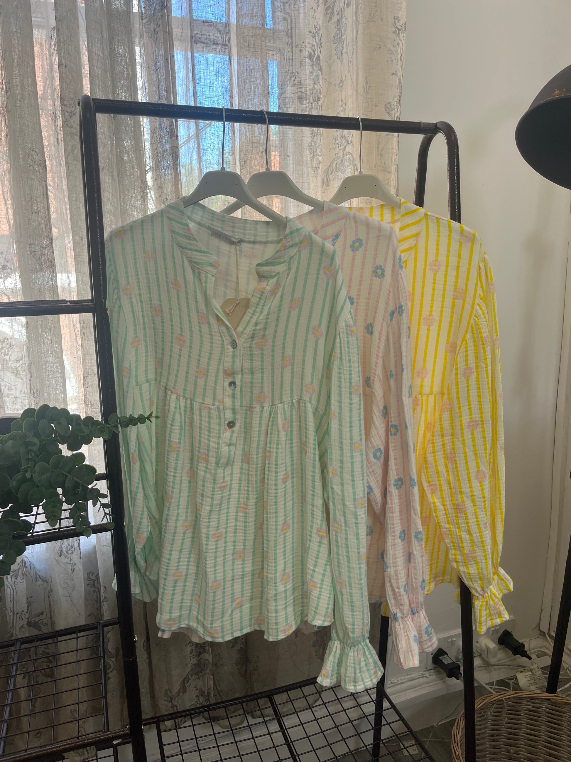 Ladies Daisy Stripe Cheesecloth Blouse