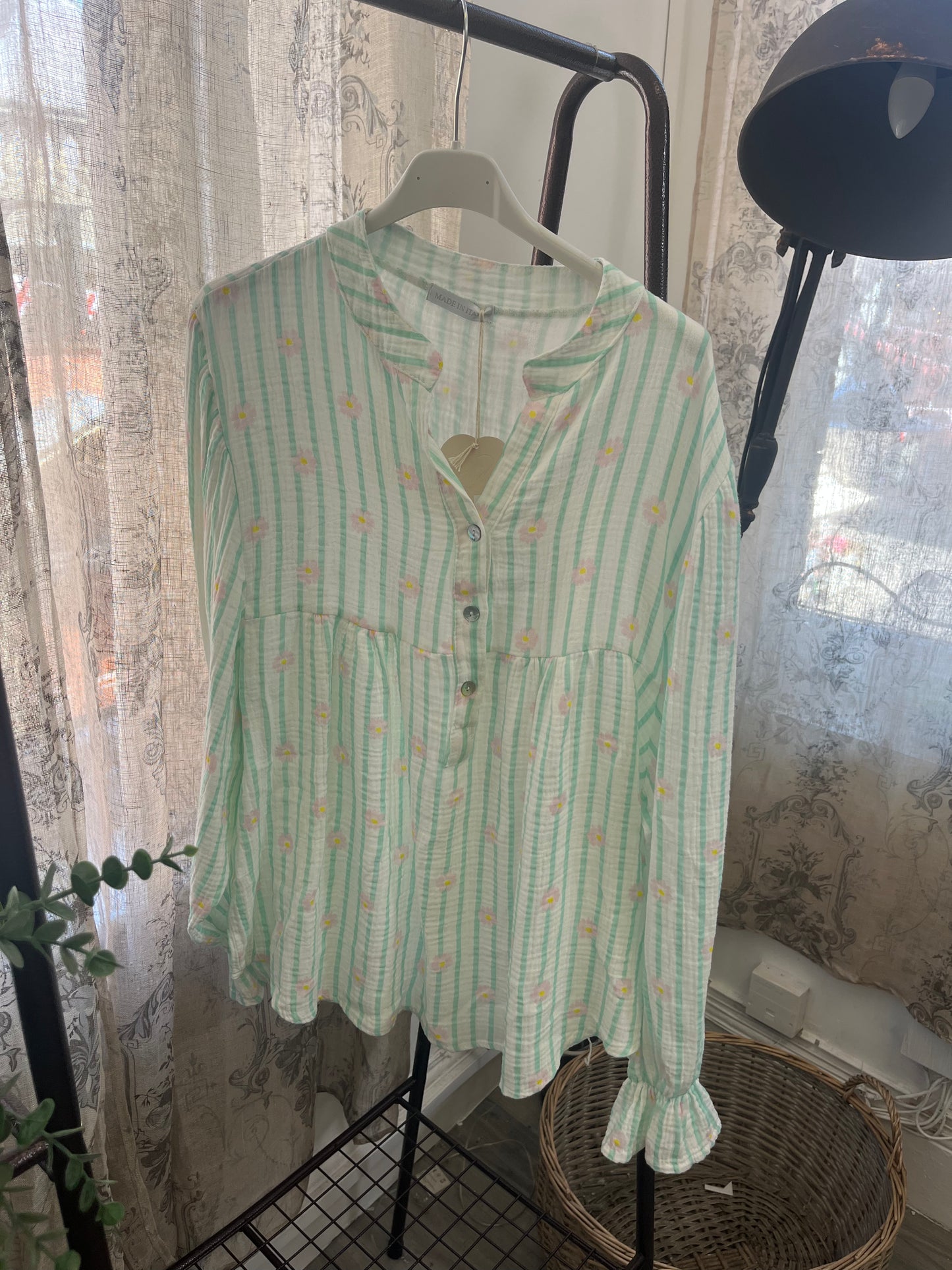 Ladies Daisy Stripe Cheesecloth Blouse
