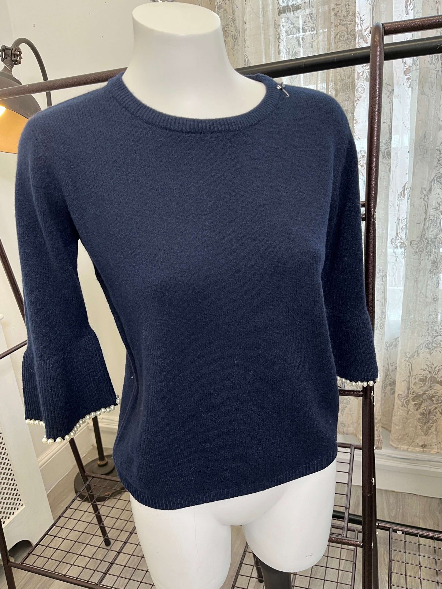 Pearl Fluted Sleeve Elegant Jumper