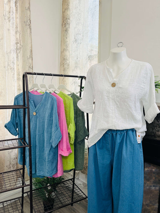 Amelia Floral Embroidered One Button Boxy Blouse