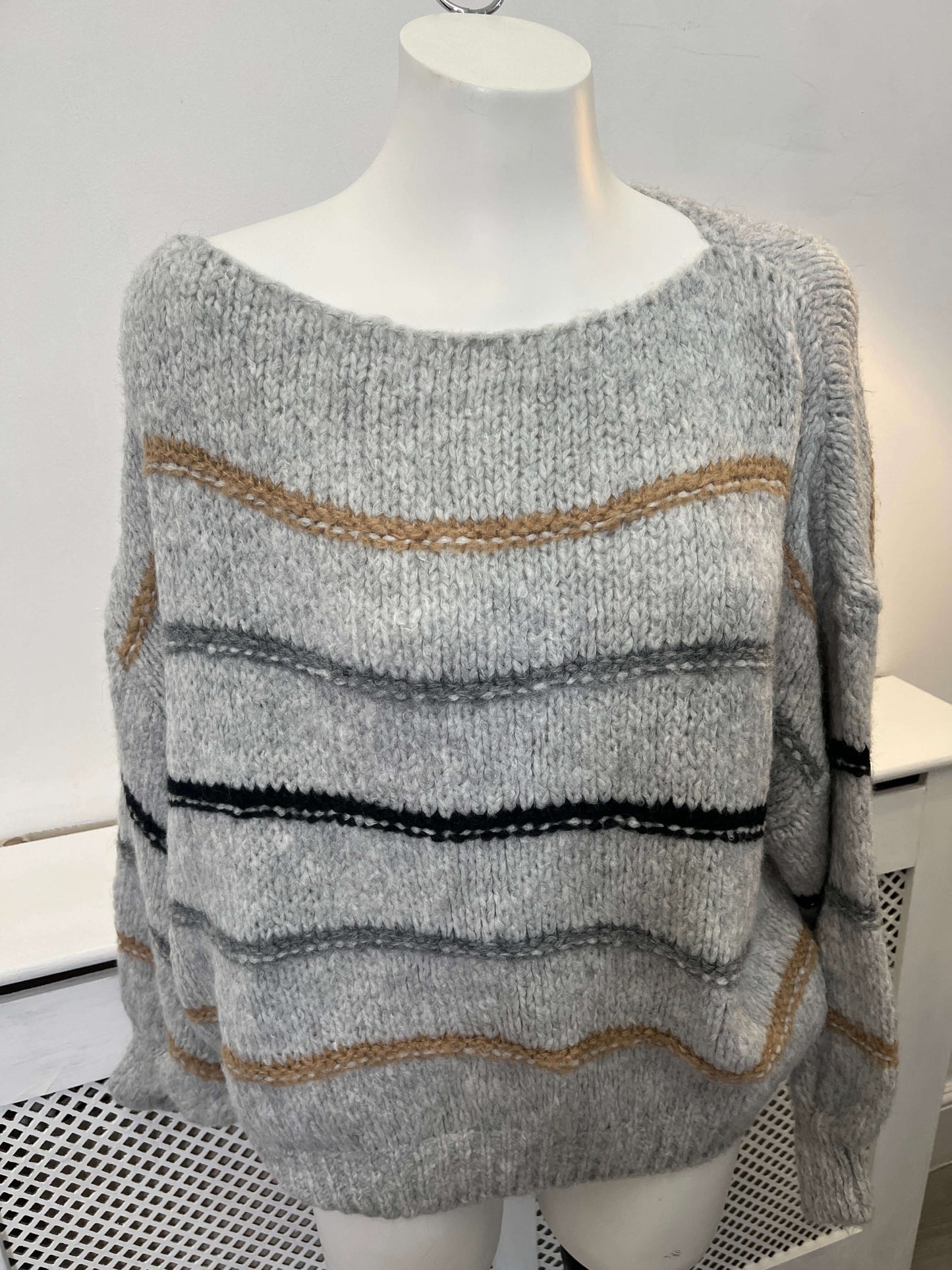 Cross Stripe Round Neck Jumper