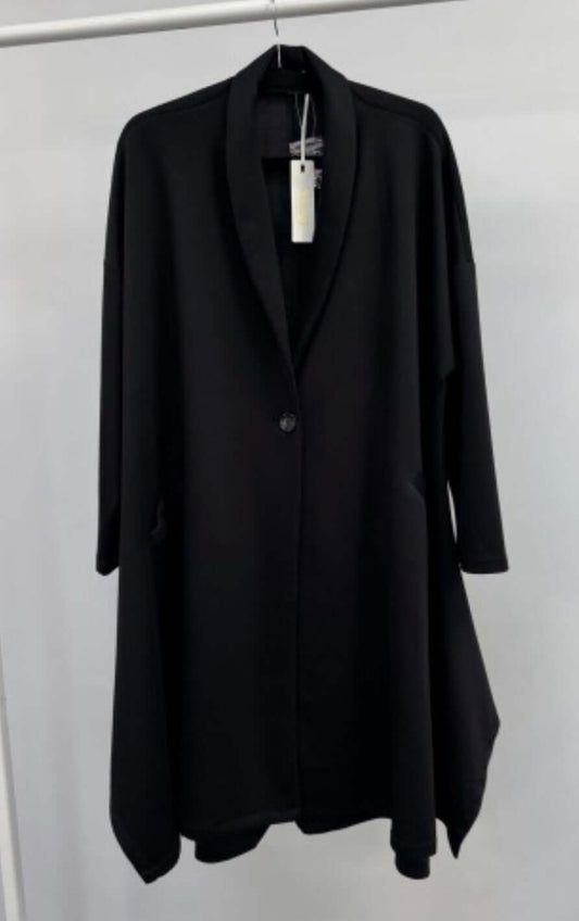 Soft Jersey Coat With Large Button