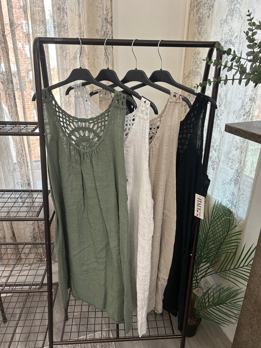 Crochet Back Cotton Sundress