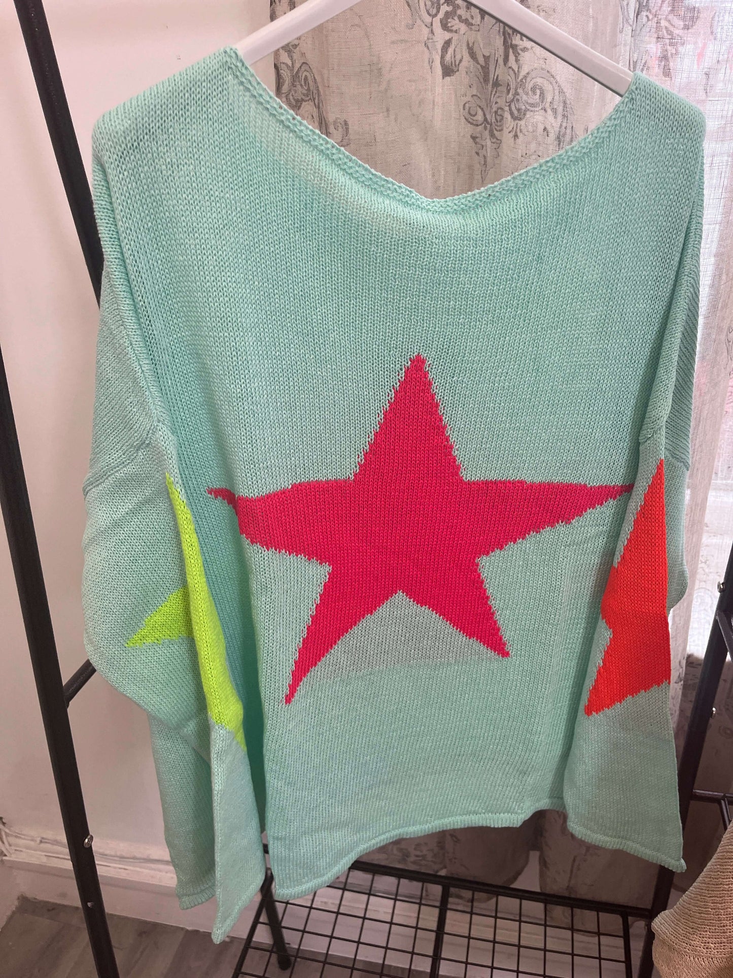 Star Back Lightweight Knit Jumper - Cotton Mix