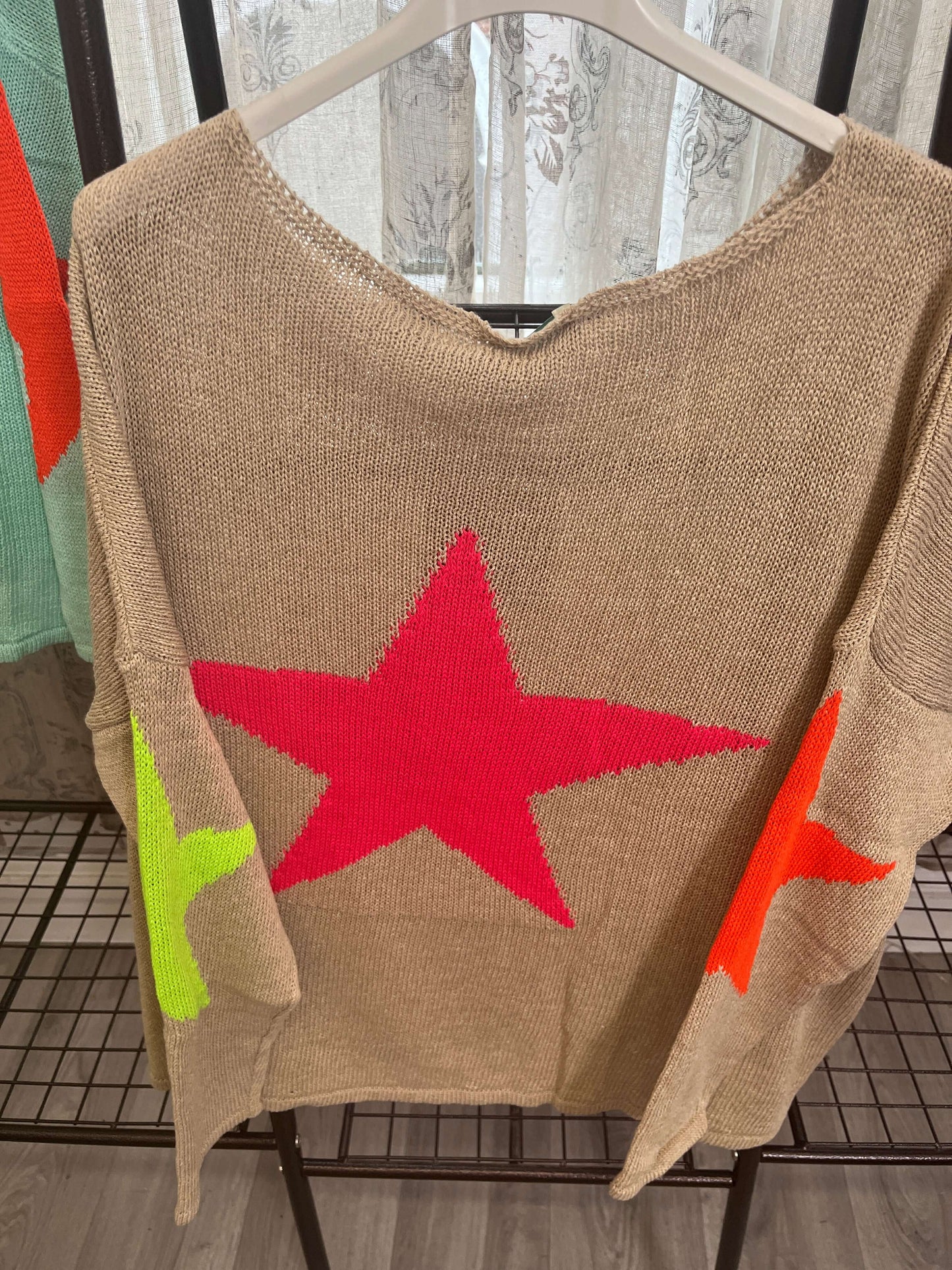 Star Back Lightweight Knit Jumper - Cotton Mix
