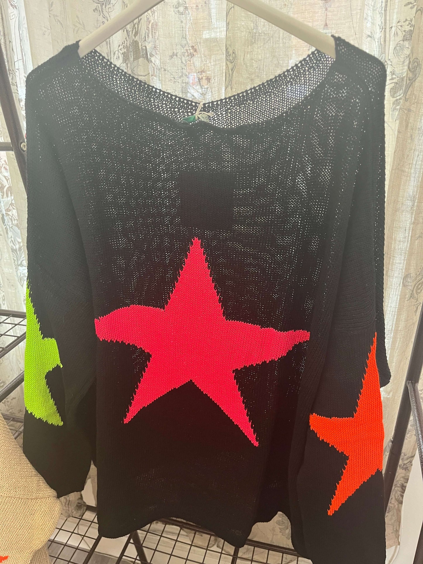 Star Back Lightweight Knit Jumper - Cotton Mix