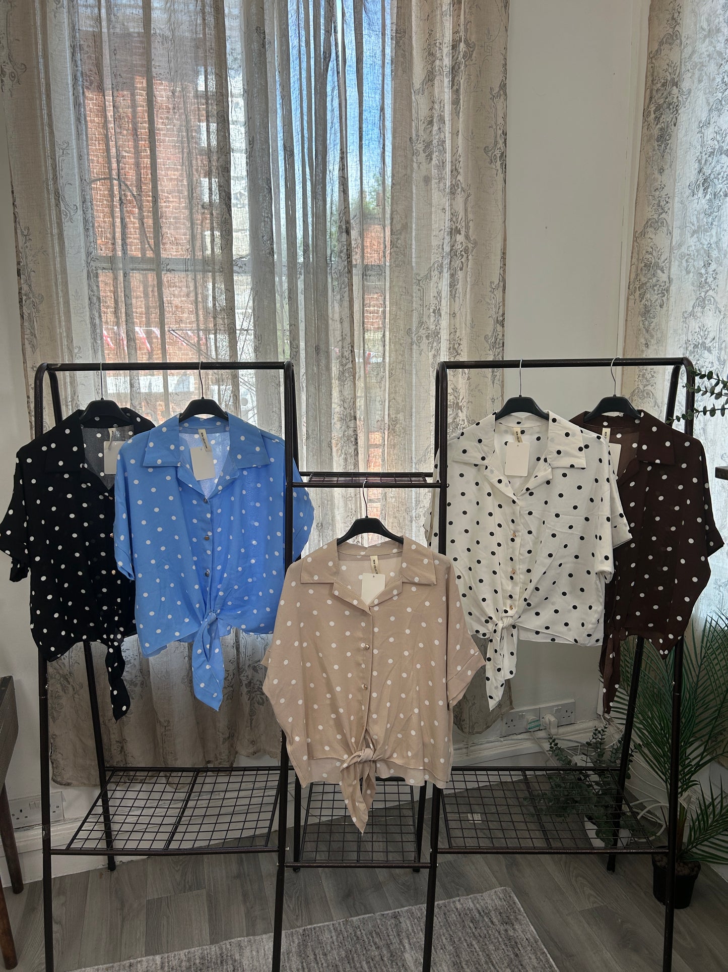 Polka Dot Tie Front Shirt