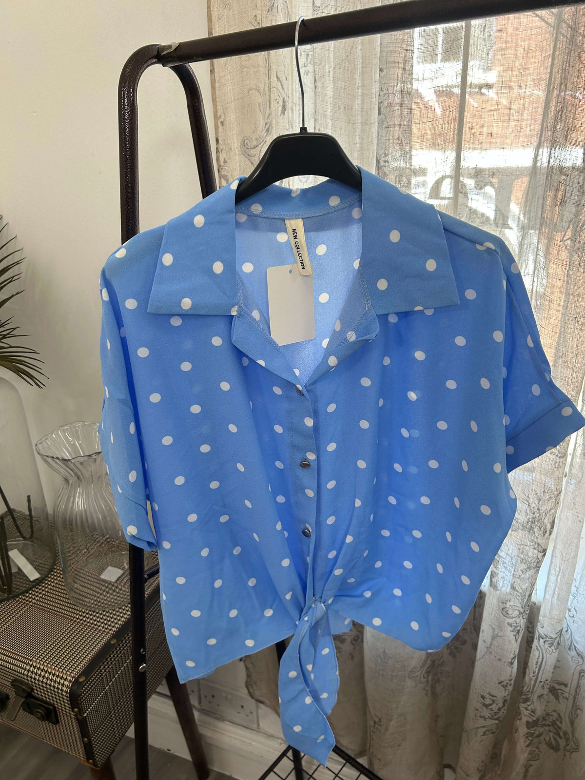Polka Dot Tie Front Shirt