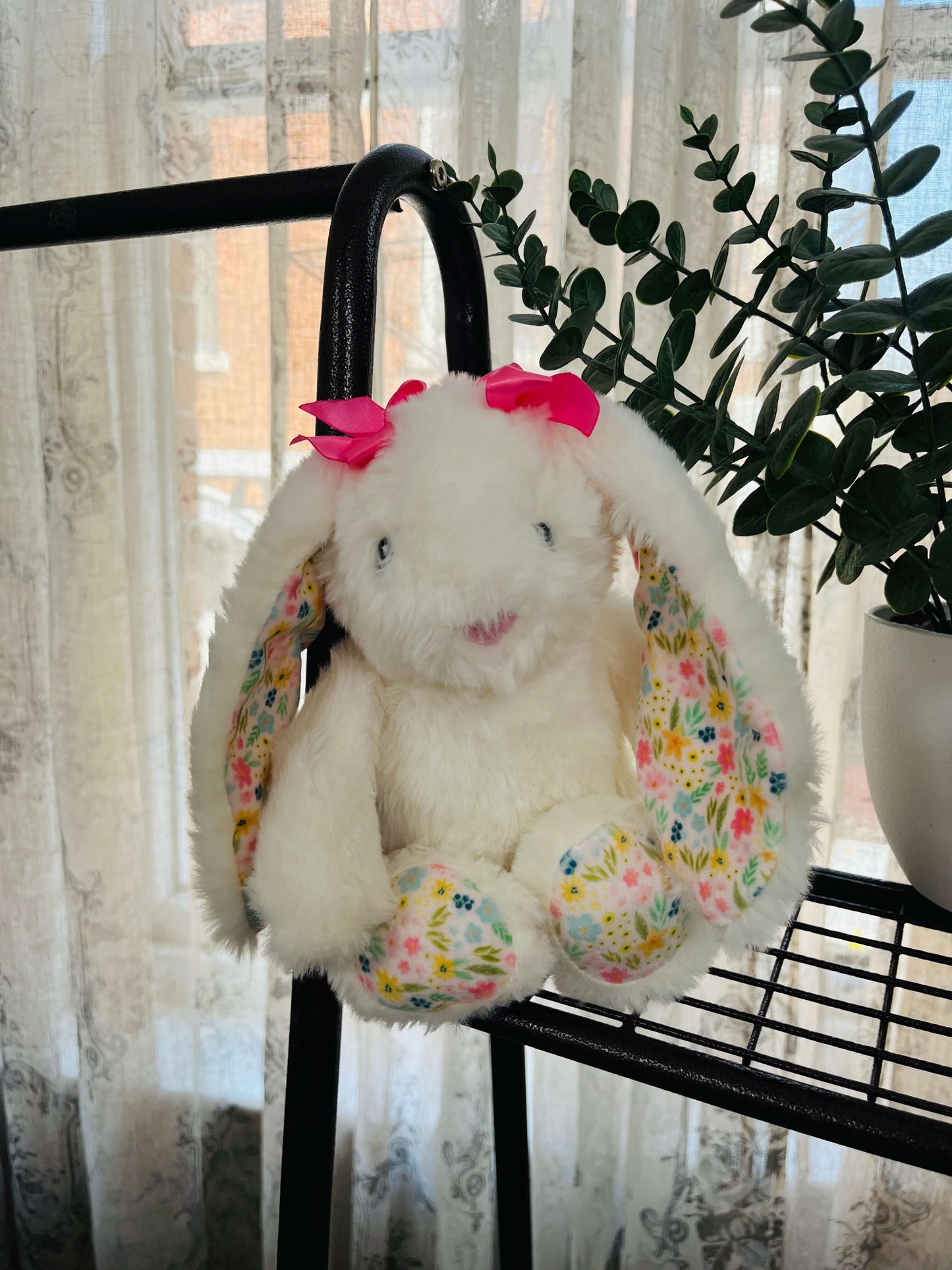 Floral Cream Bunny Plush 8"