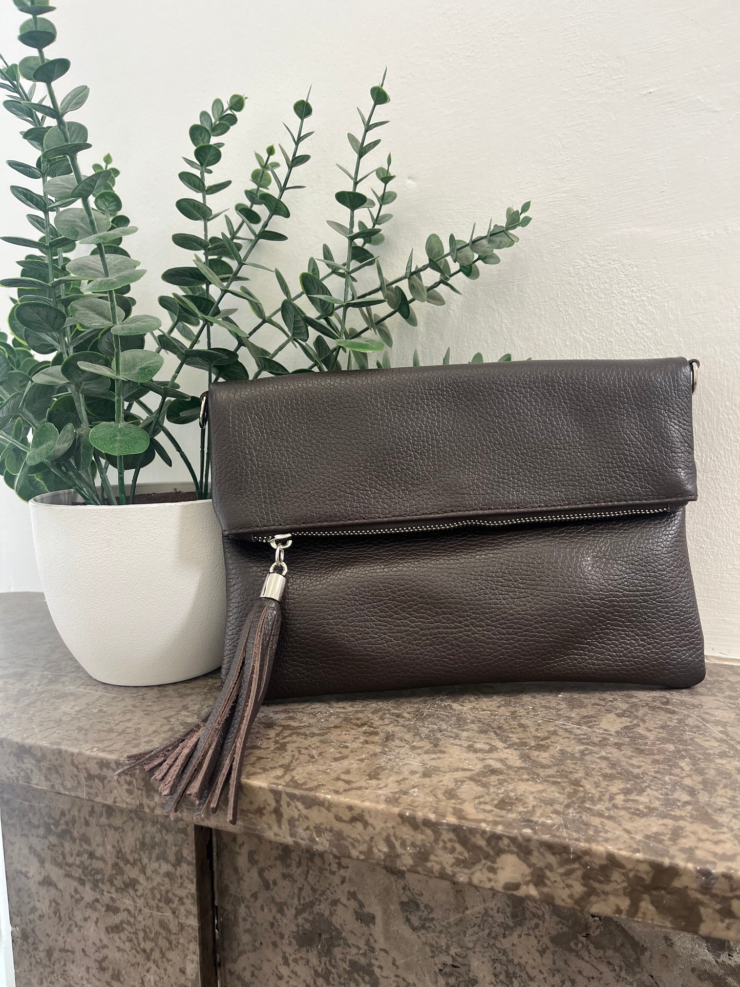 Real Leather Folded Pouch Bag