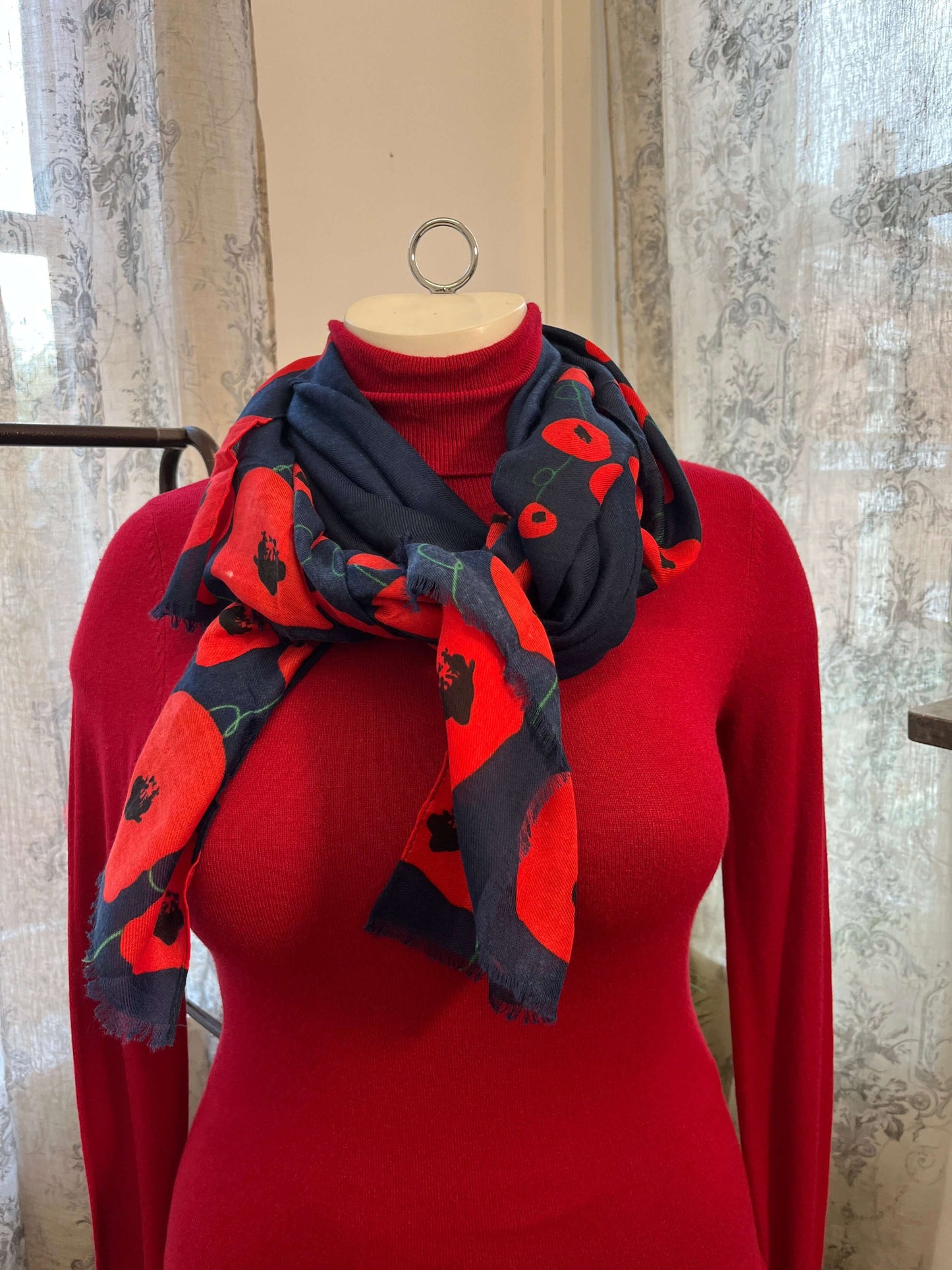 Soft Poppy Print Scarves - 2 Colourways