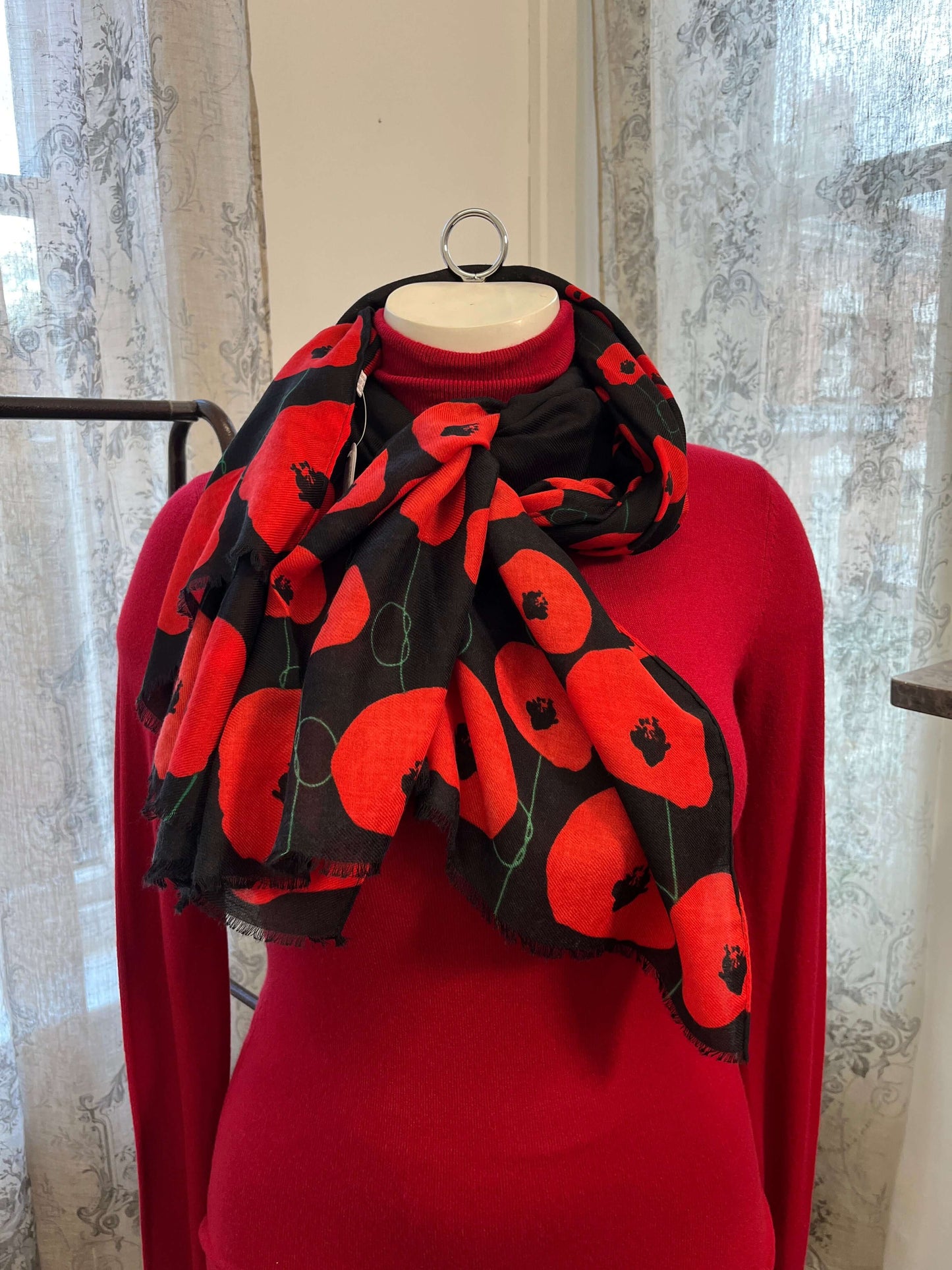 Soft Poppy Print Scarves - 2 Colourways