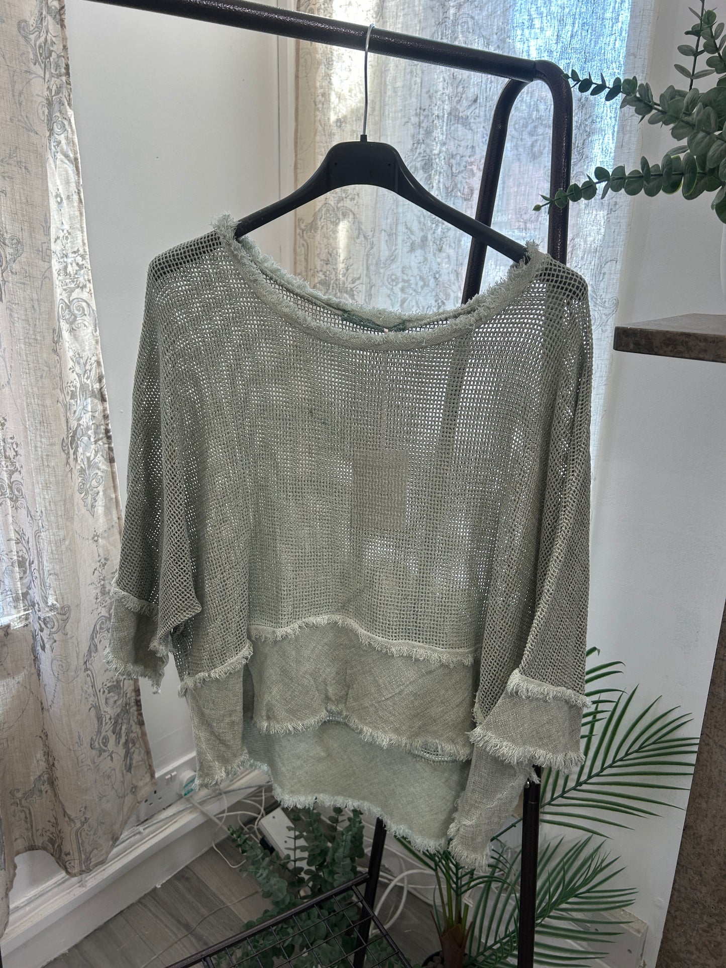 Valarie Fringe Detail Waffle Top