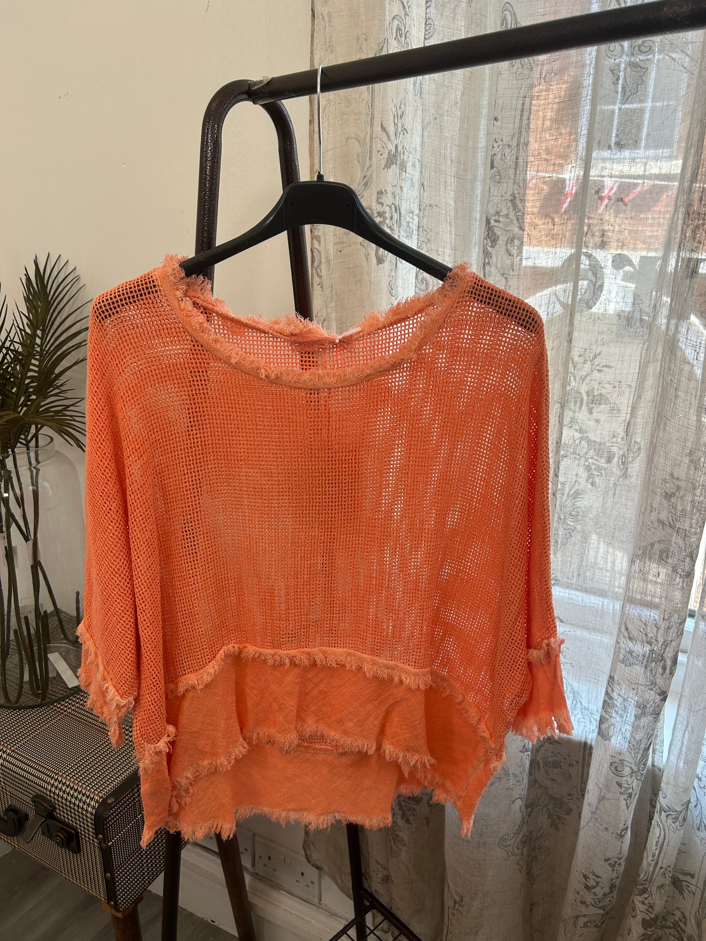 Valarie Fringe Detail Waffle Top