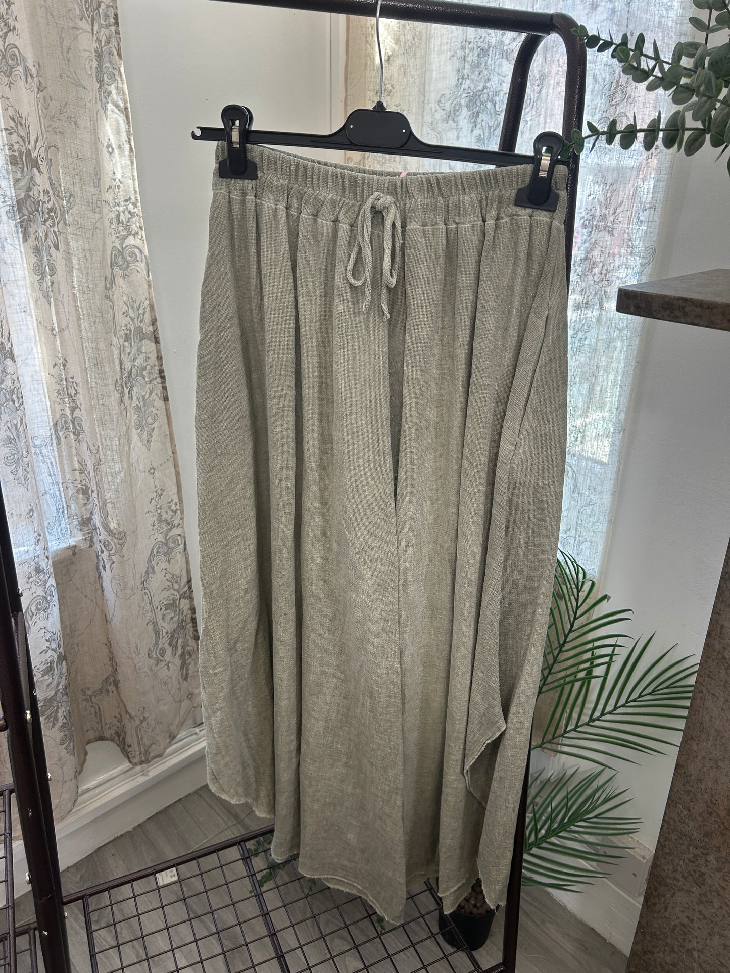 Maevry Linen Blend Waffle Palazzo