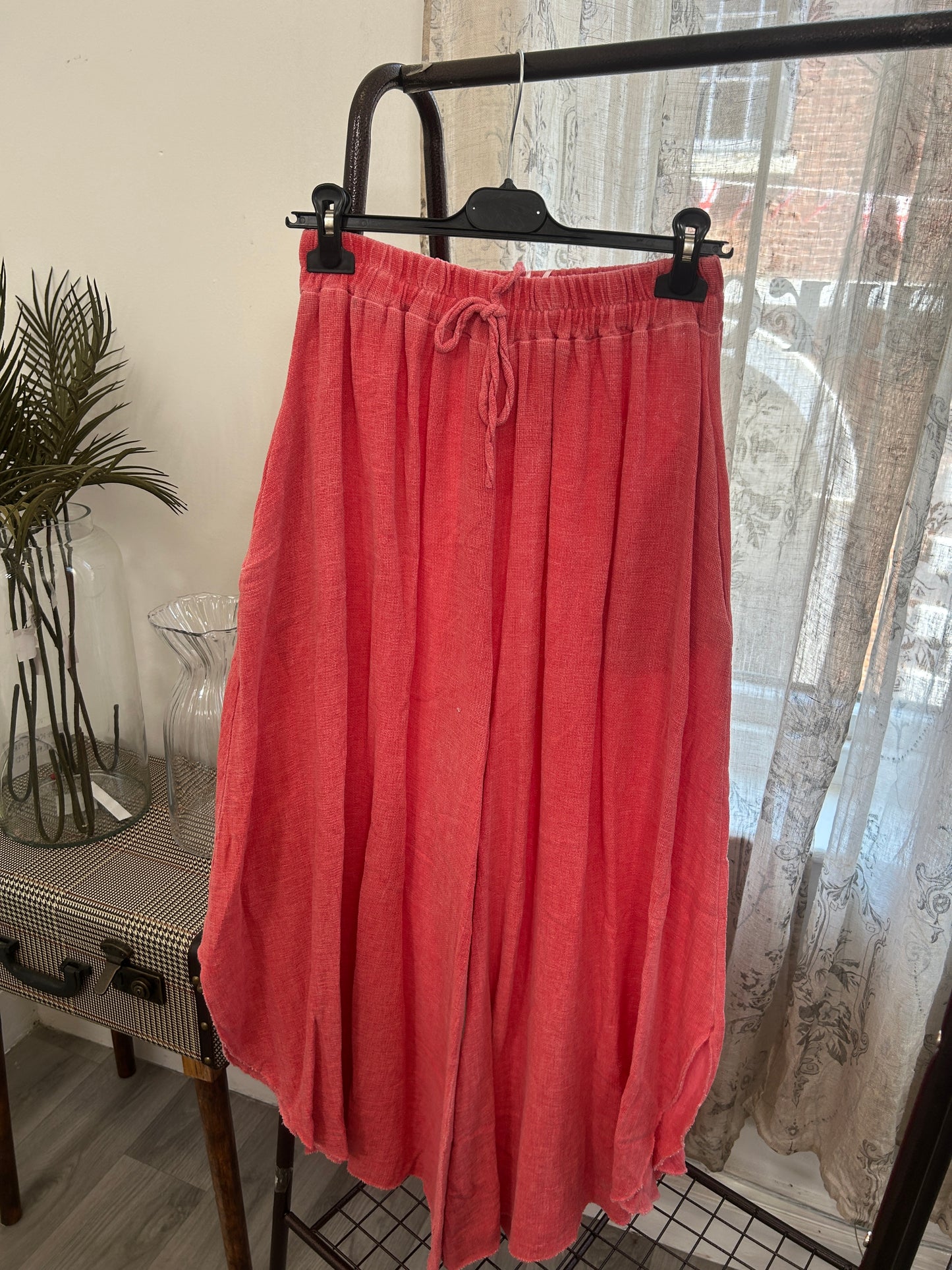 Maevry Linen Blend Waffle Palazzo