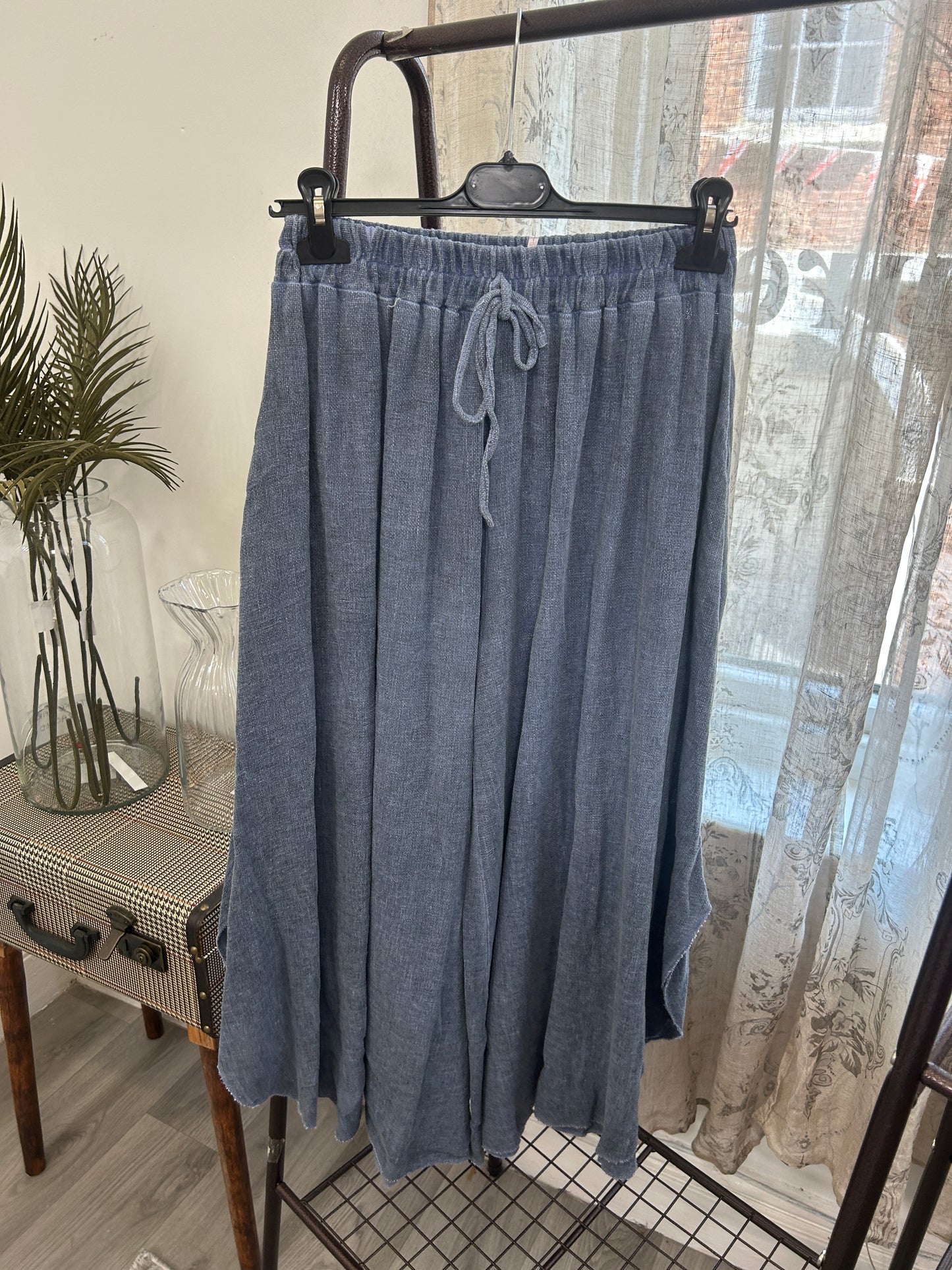 Maevry Linen Blend Waffle Palazzo