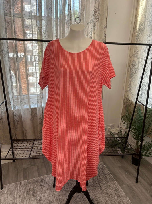 Pinstripe Cotton Tunic Dress