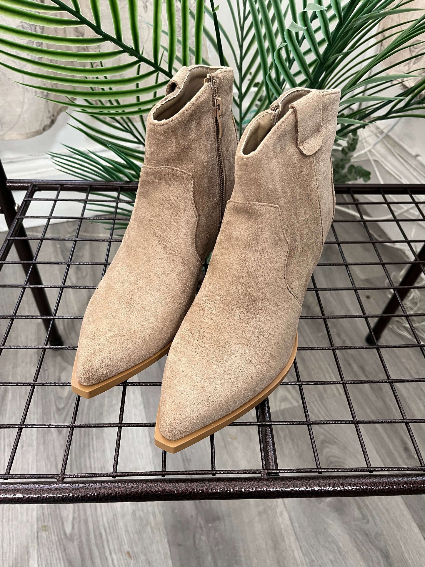 Western Ankle Boots in Taupe