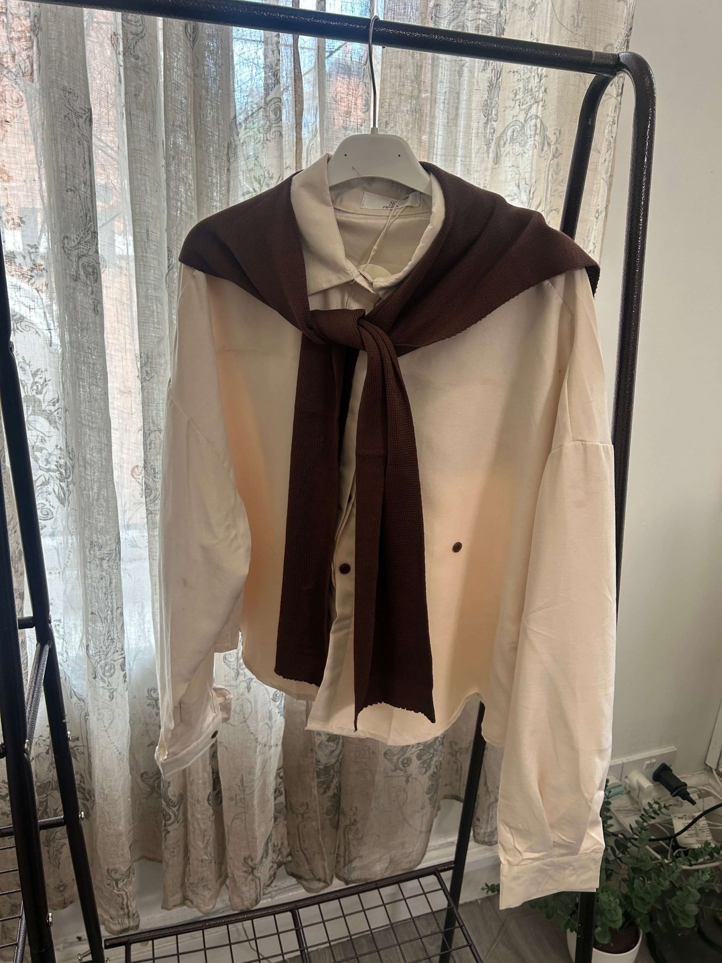 Luxurious Floaty Shirt & Shawl Set