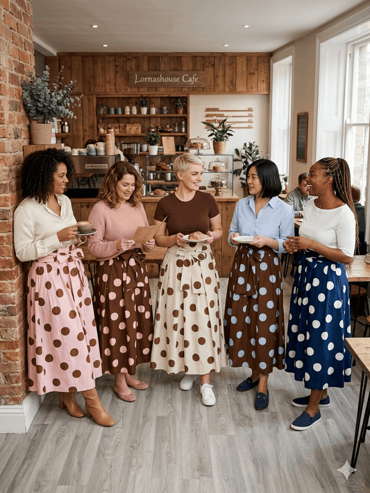 Cotton Polka Dot A-Line Midaxi Skirt