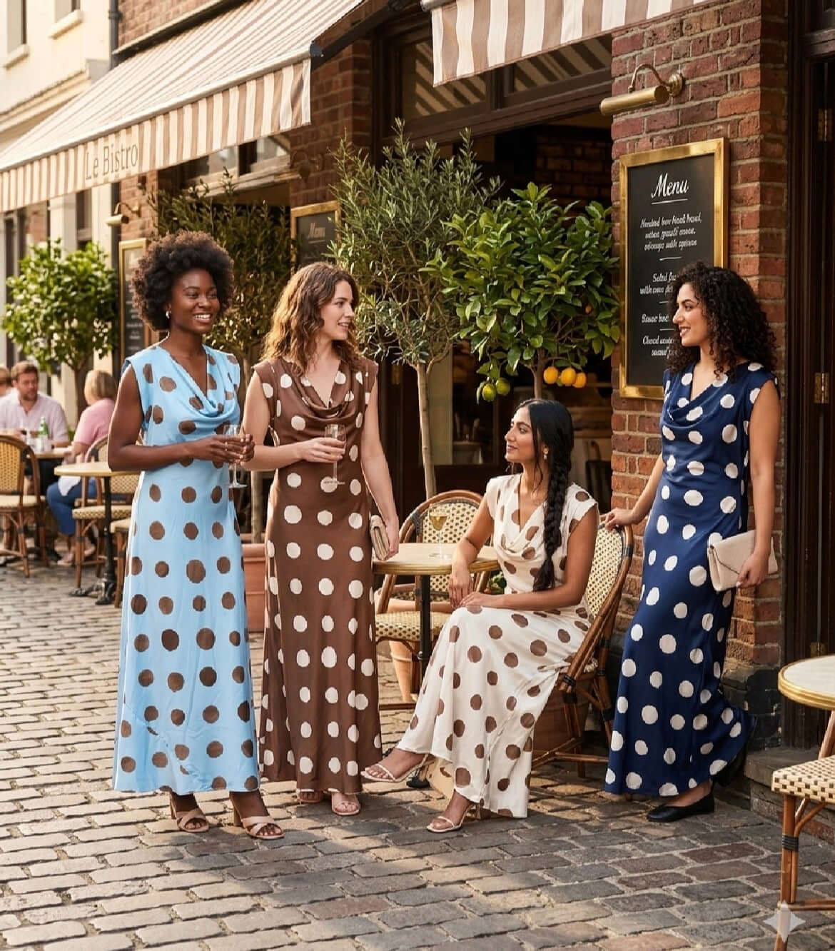 Satin Polka Dot Cap Sleeve Maxi Dress