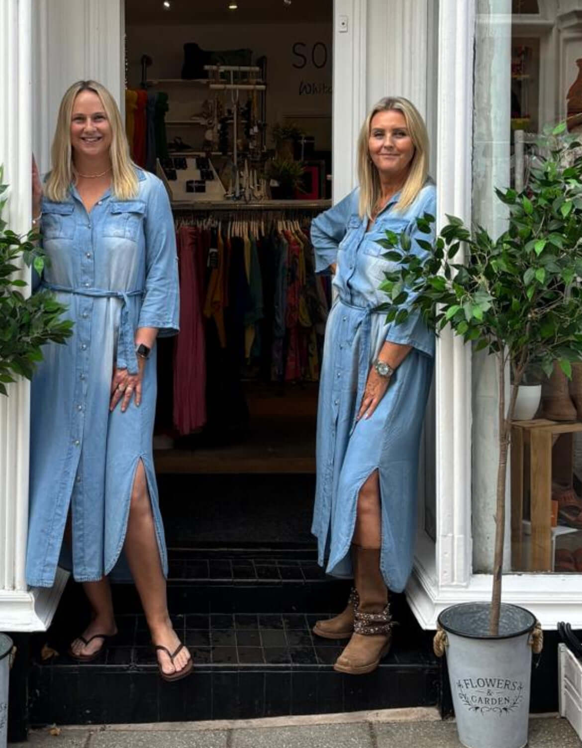 Chambray Button Through Shirt Dress