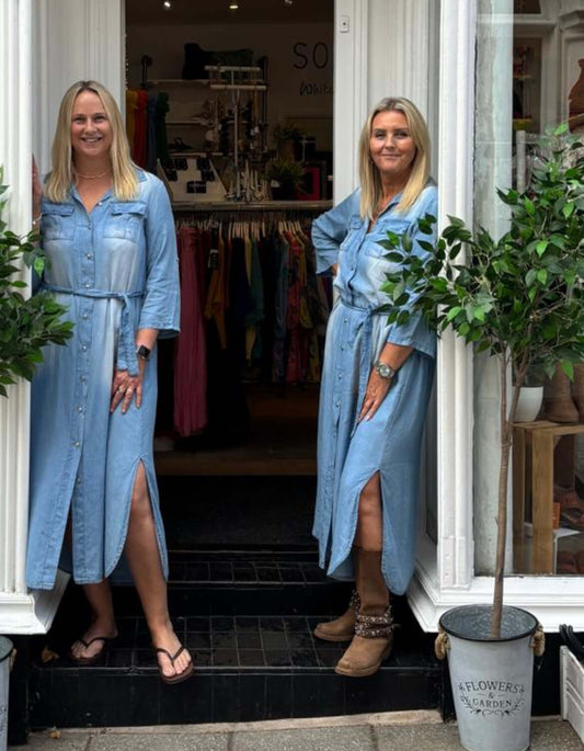 Chambray Button Through Shirt Dress