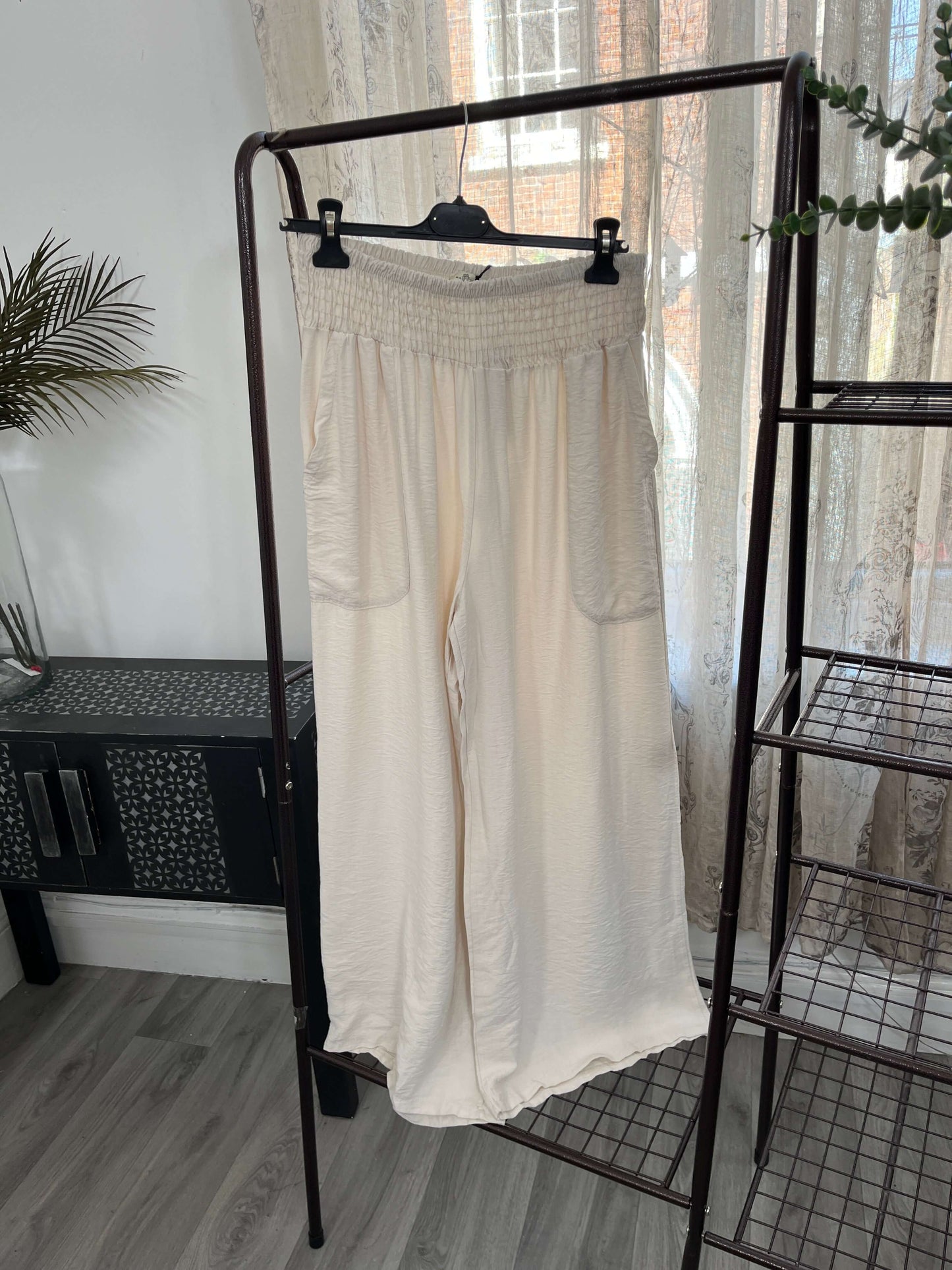 Olive Elasticated Waist Wide Leg Palazzo Trouser