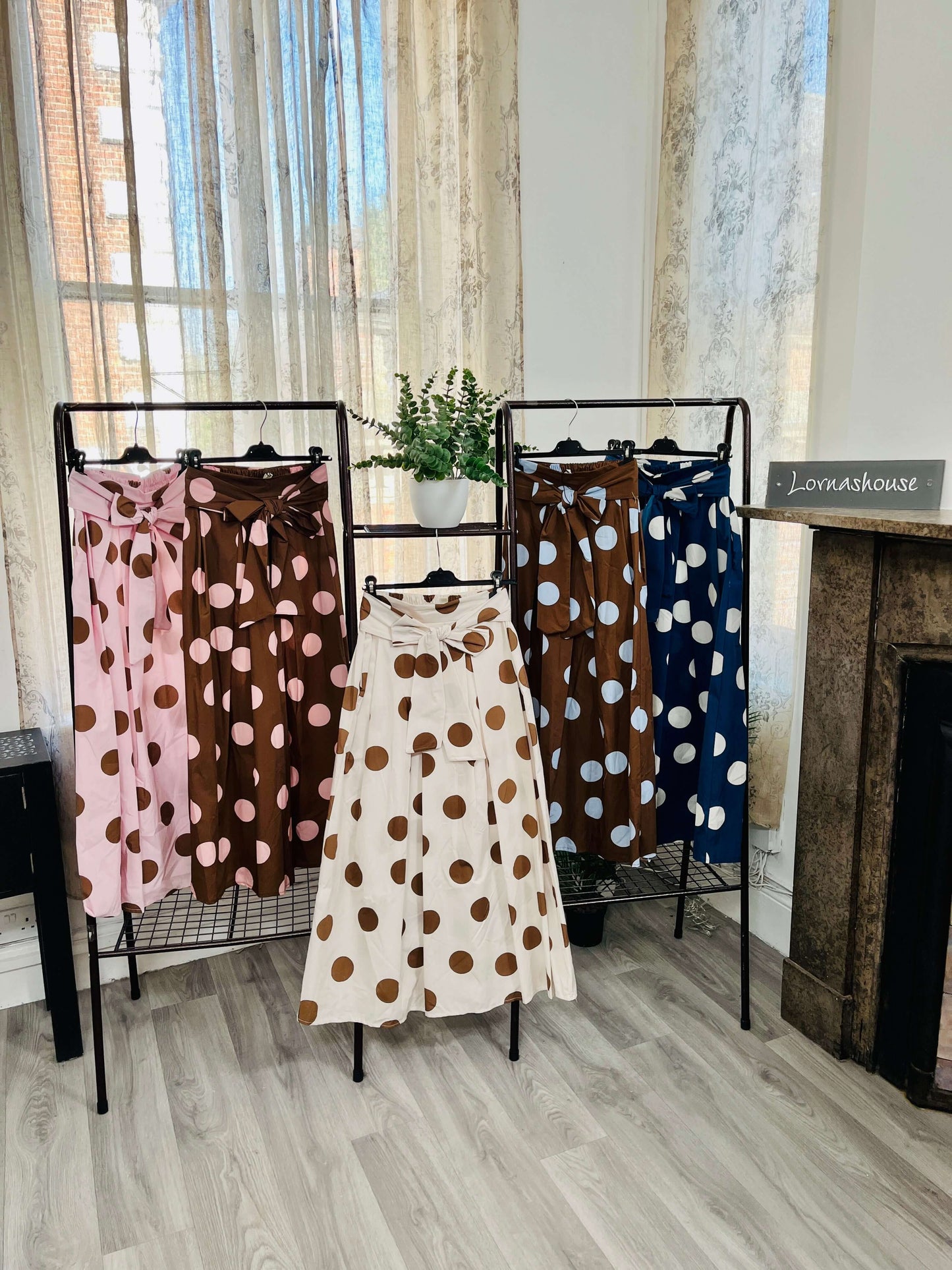 Cotton Polka Dot A-Line Midaxi Skirt